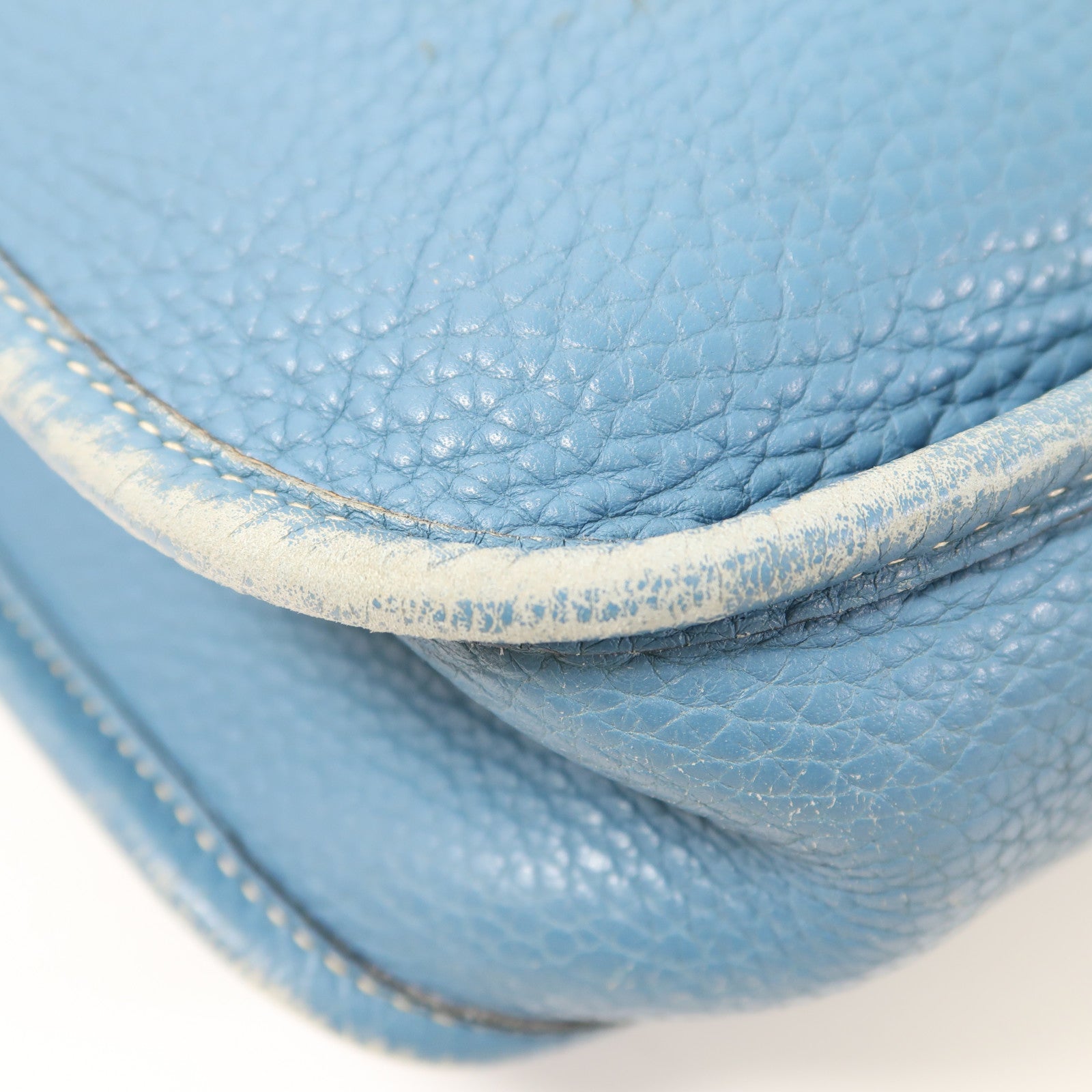 HERMES Clemence皮革Evelyne PM銀扣肩背袋Bleu Jean