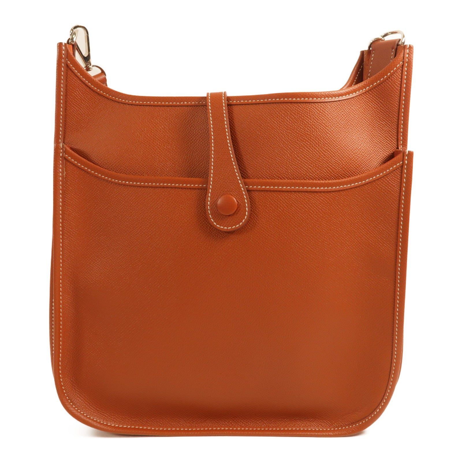 HERMES Epsom皮革Evelyne PM銀扣肩背袋Brique