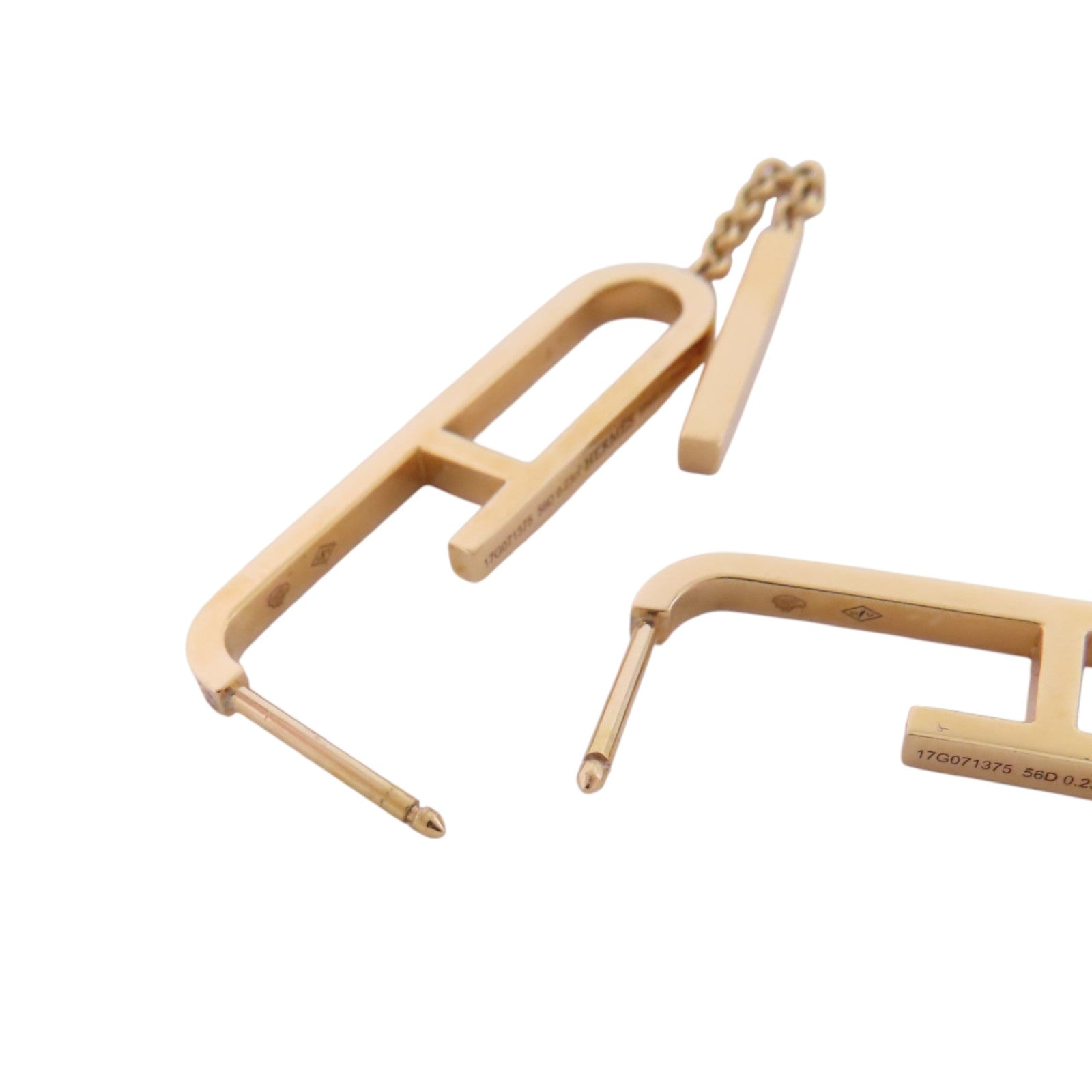 HERMES 18K玫瑰金D'oreilles Every Chain Dance MM Diamond Earrings金扣鑽石耳環