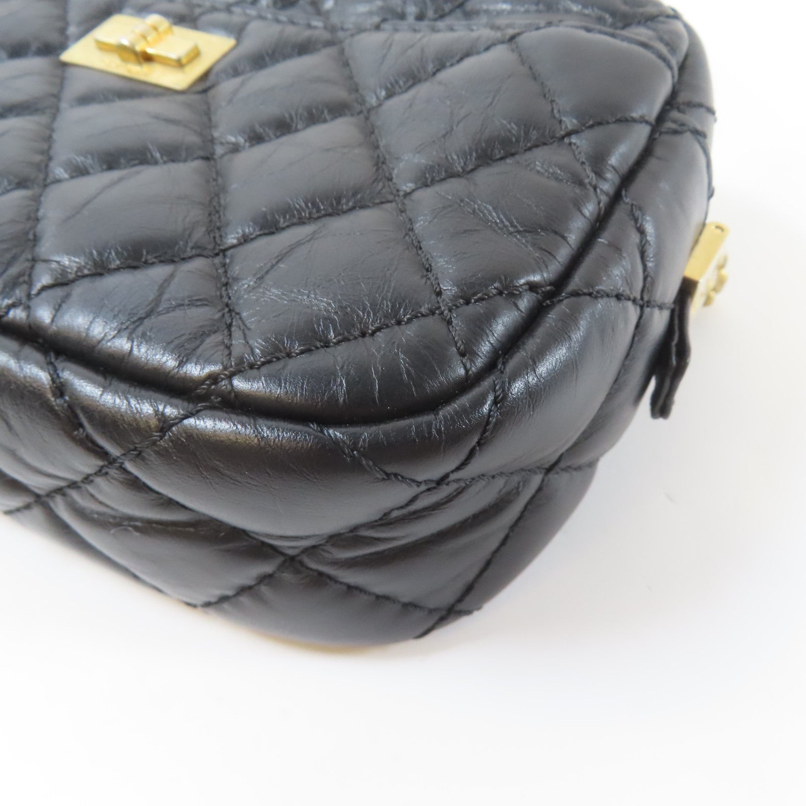 CHANEL 【激減優惠】菱格牛皮皮革2.55 Camera Bag金扣鏈帶肩背袋黑色