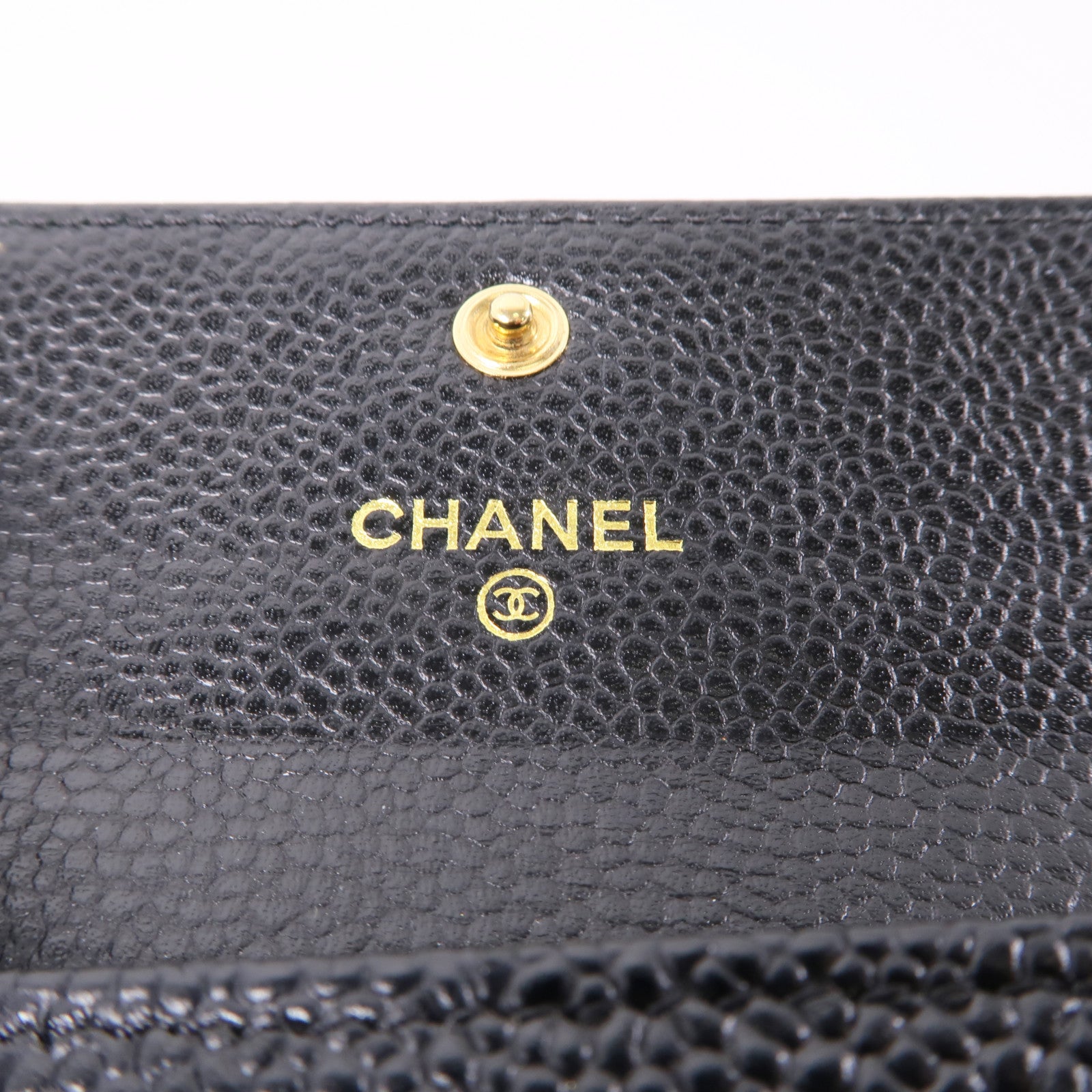 CHANEL 牛皮皮革Card Case金扣卡片套黑色