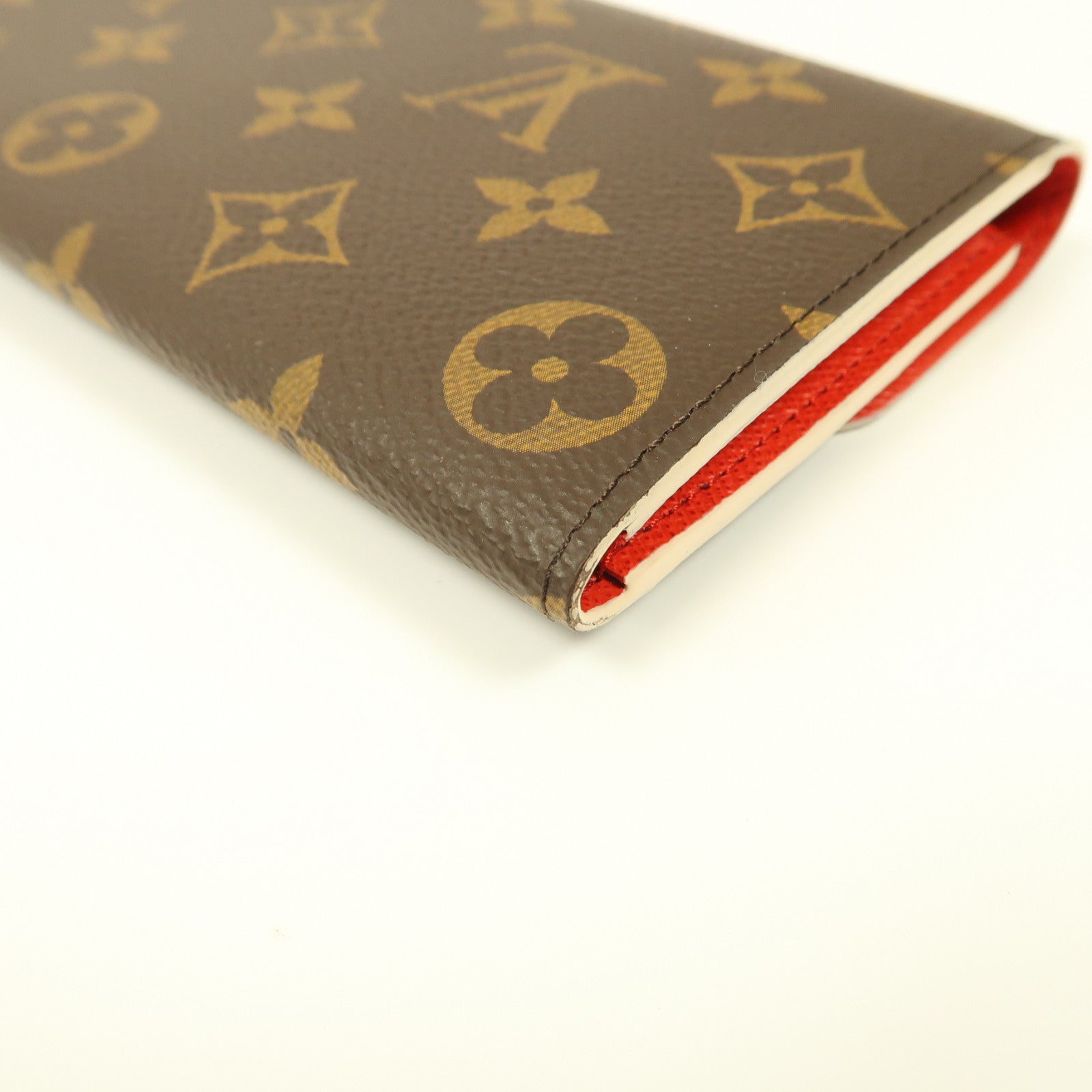 LOUIS VUITTON Monogram Emilie Wallet金扣長錢包啡色/紅色