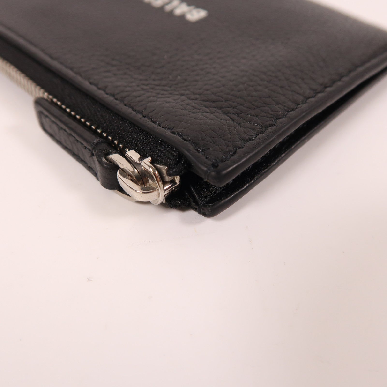 BALENCIAGA 牛皮皮革Card Case銀扣卡片套黑色