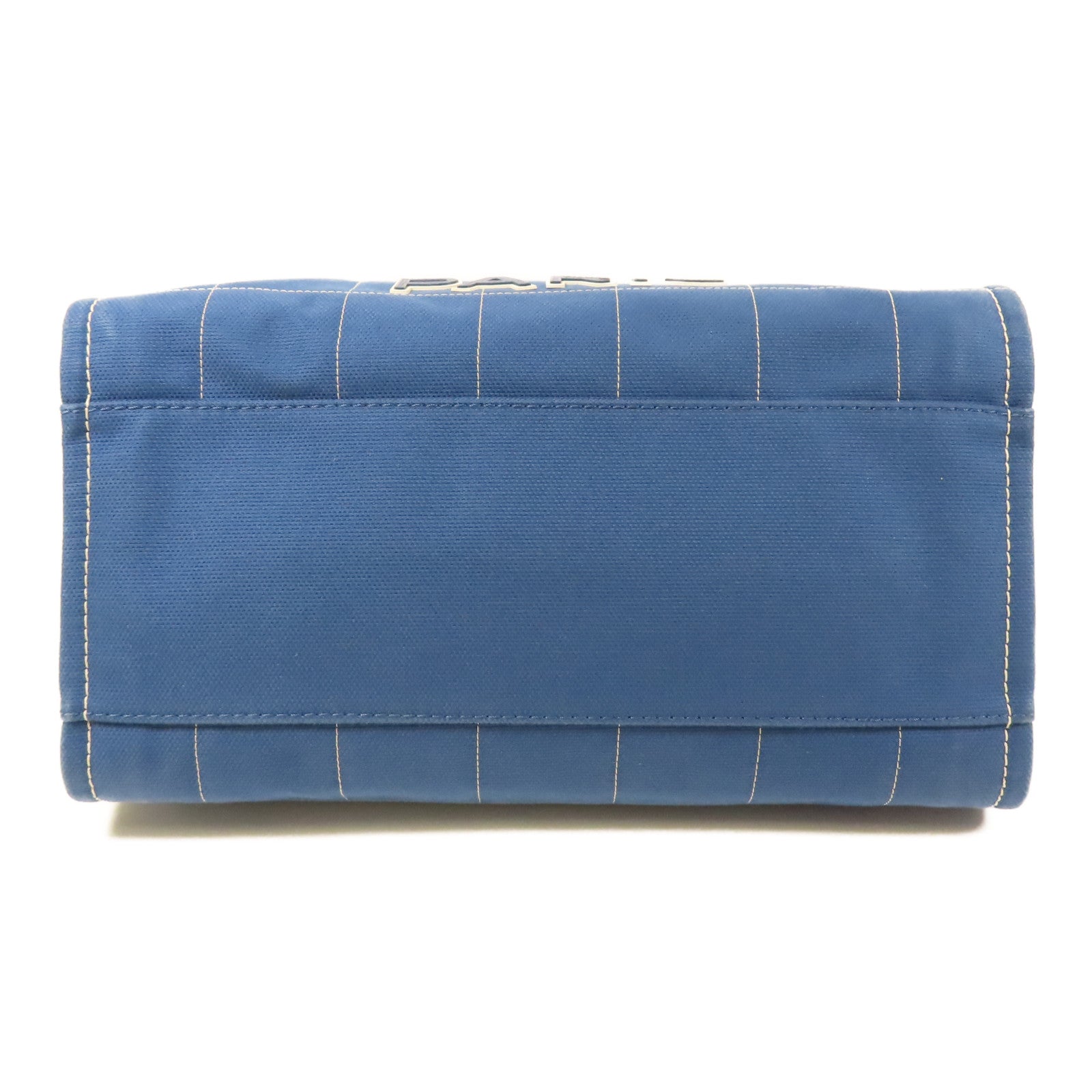 CHANEL CC GHW Deauville Tote Bag 2 Way Shoulder Hand Bag Canvas Blue