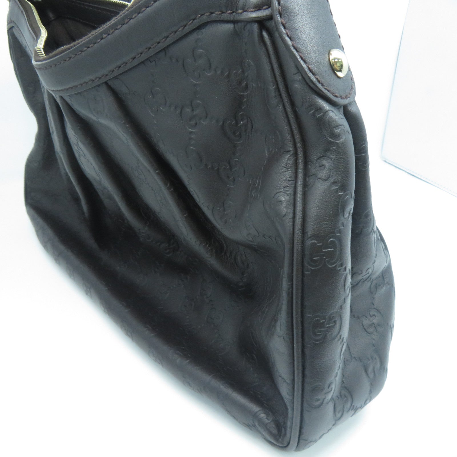 GUCCI 皮革Shoulder Bag金扣肩背袋啡色