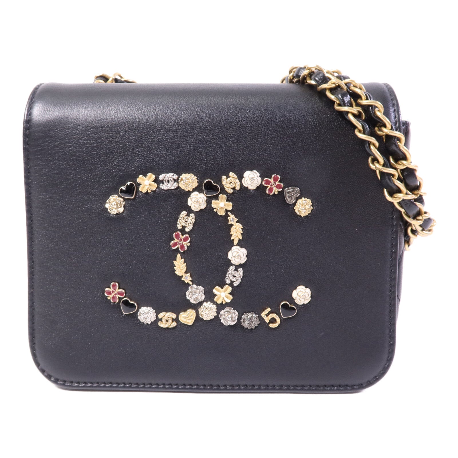 CHANEL 羊皮皮革Chain Shoulder Bag金扣鏈帶肩背袋