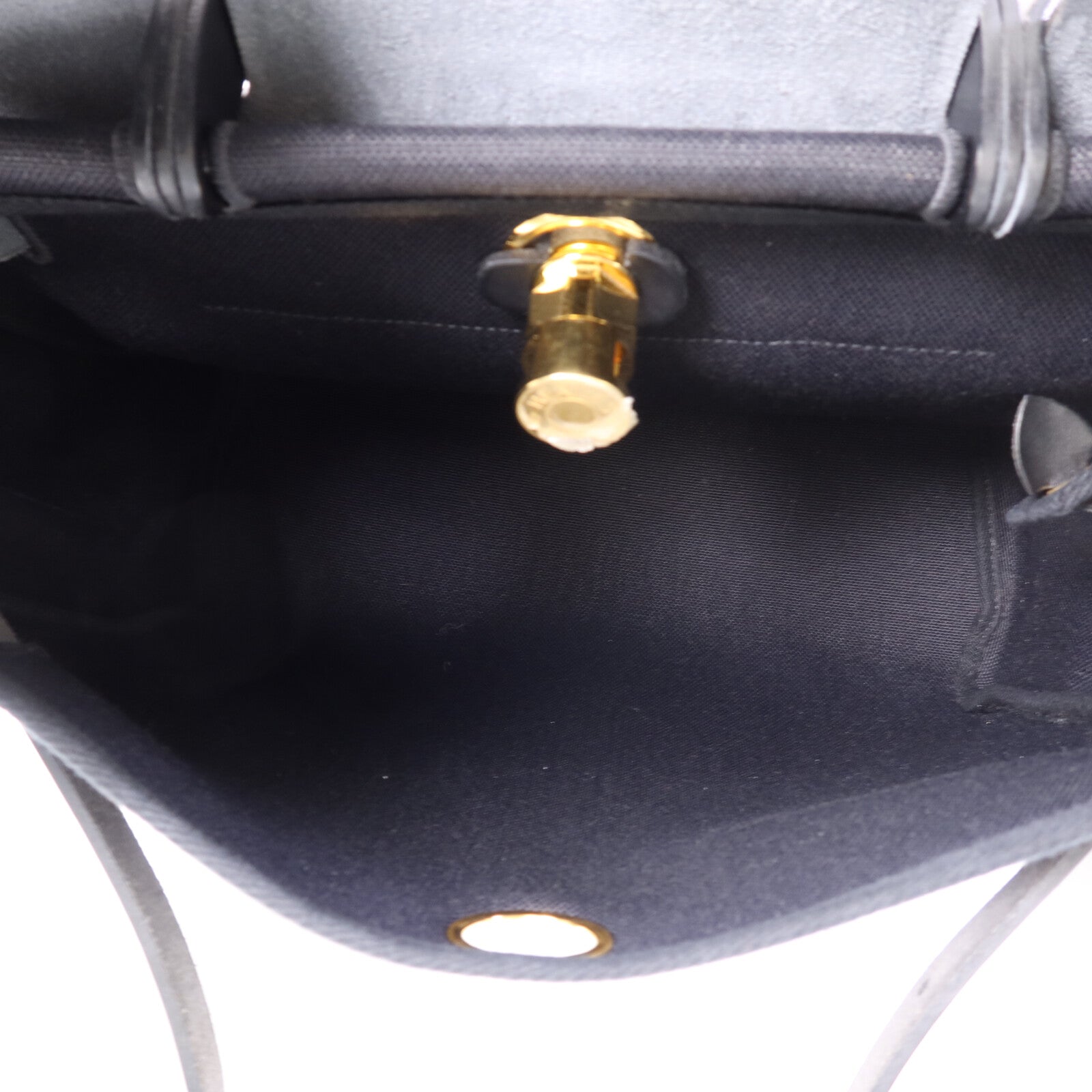 HERMES 帆布Herbag PM金扣手挽肩背兩用袋Noir