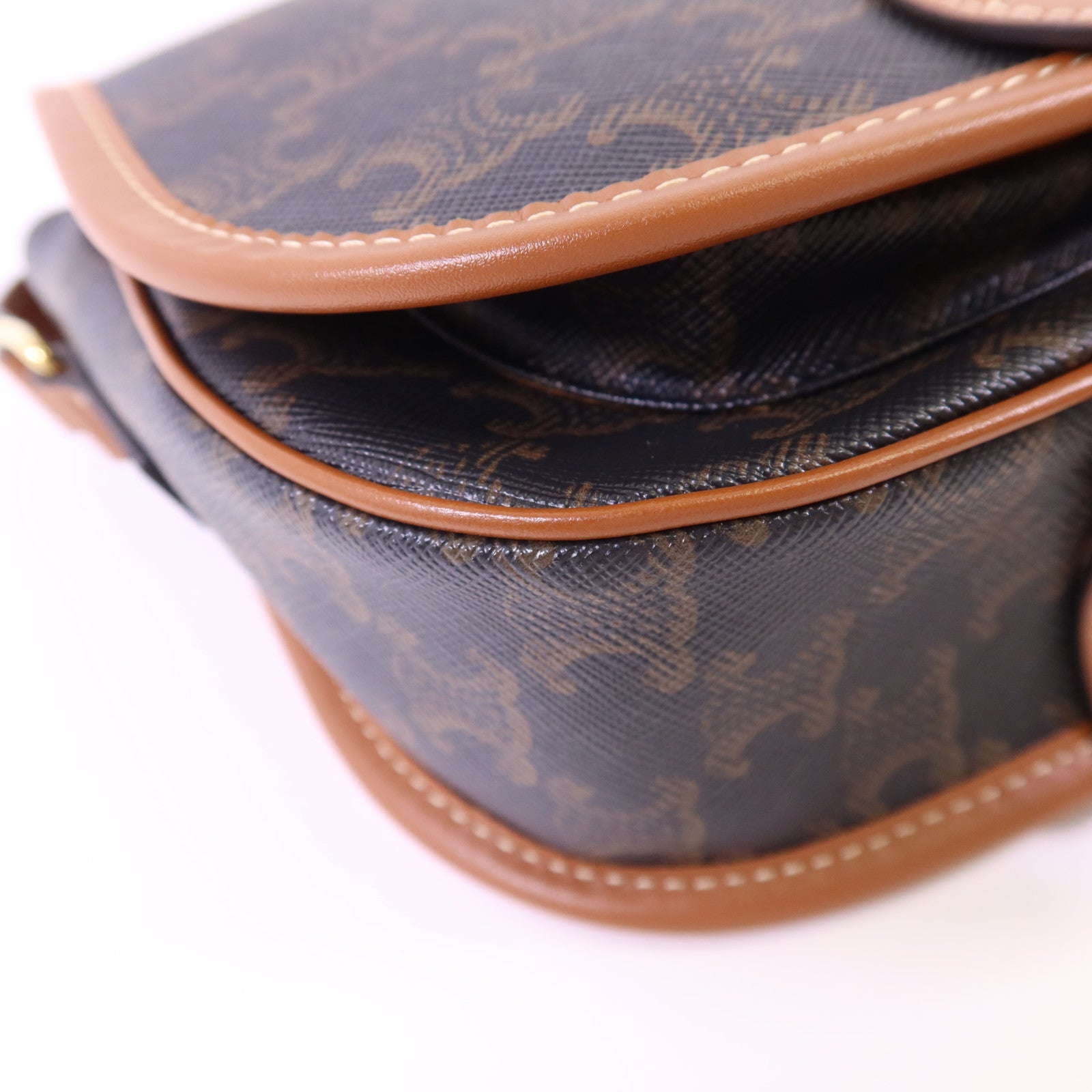 CELINE 塗層帆布Folco金扣肩背袋