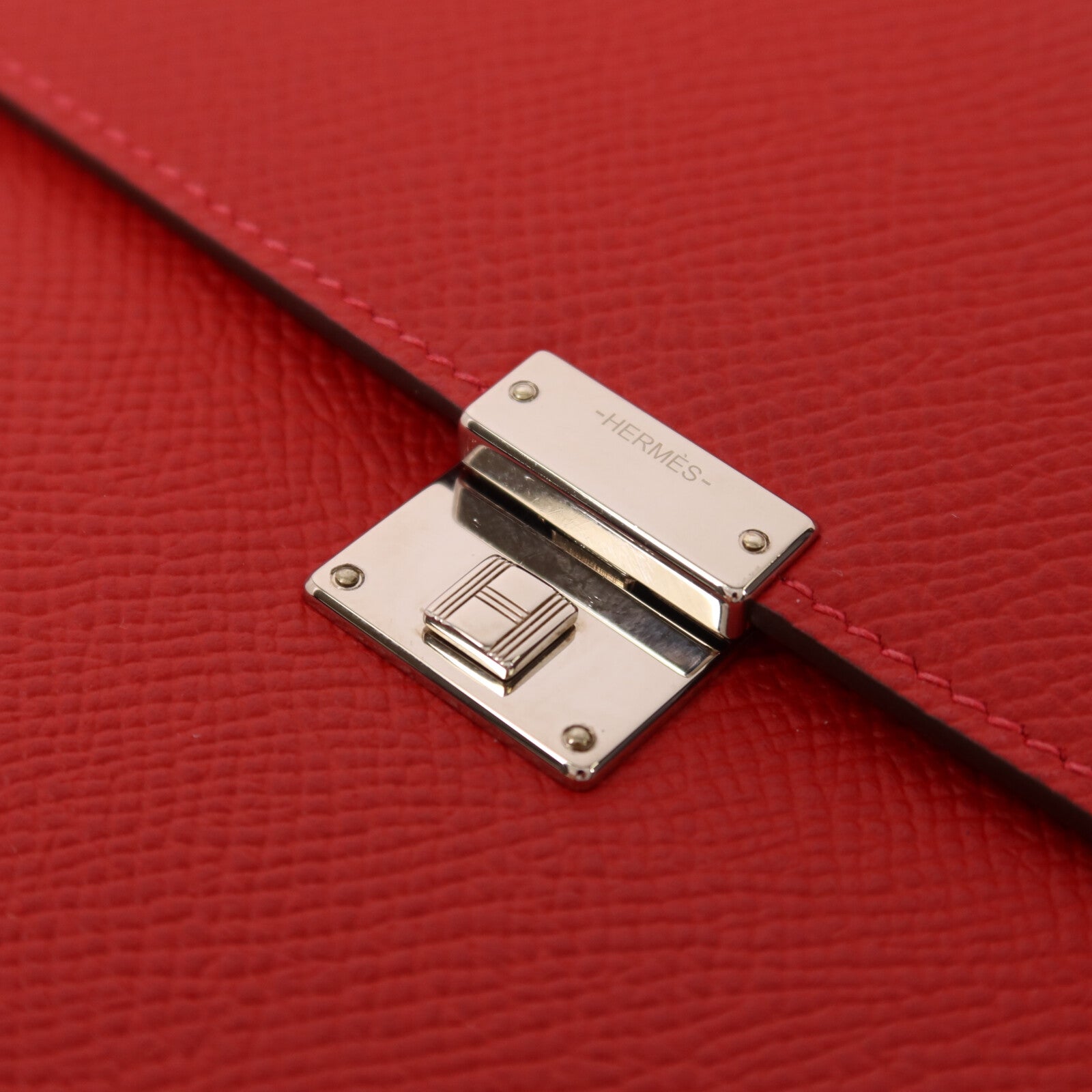 HERMES Epsom皮革Clic 16肩背袋Rouge Casaque