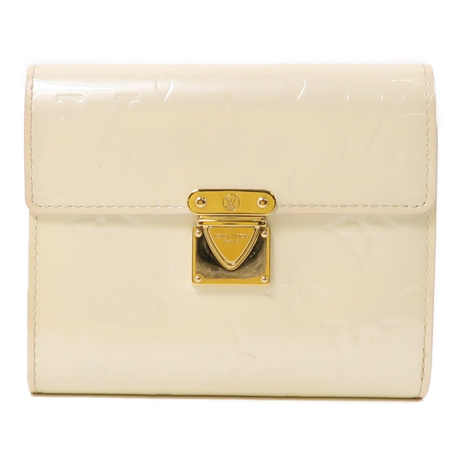 LOUIS VUITTON Vernis Wallet金扣錢包白色