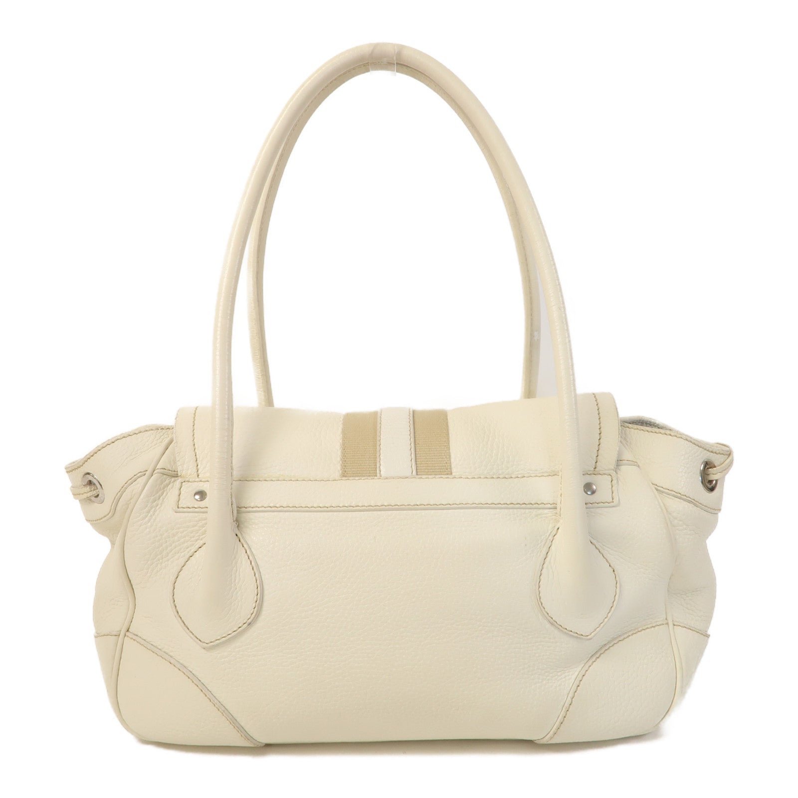 PRADA 【激減優惠】牛皮皮革Shoulder Bag銀扣肩背袋白色