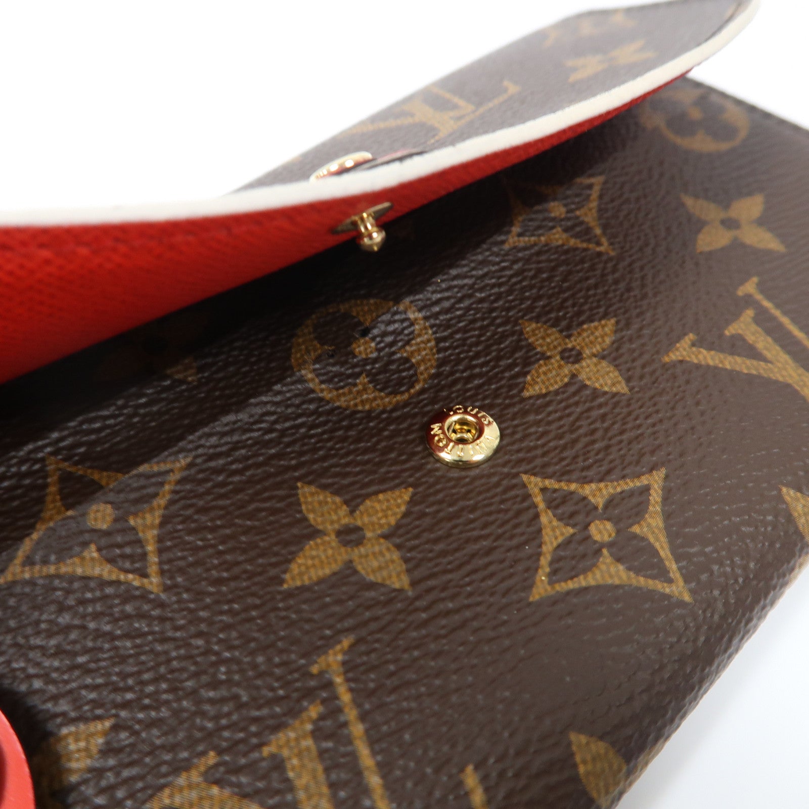 LOUIS VUITTON Monogram Emilie Wallet金扣長錢包啡色/紅色