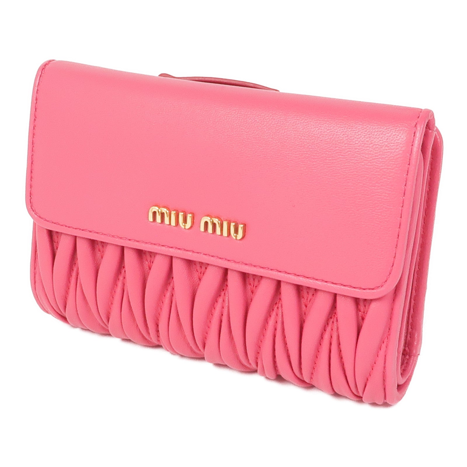 Miu Miu 【激減優惠】牛皮皮革Matelasse金扣錢包