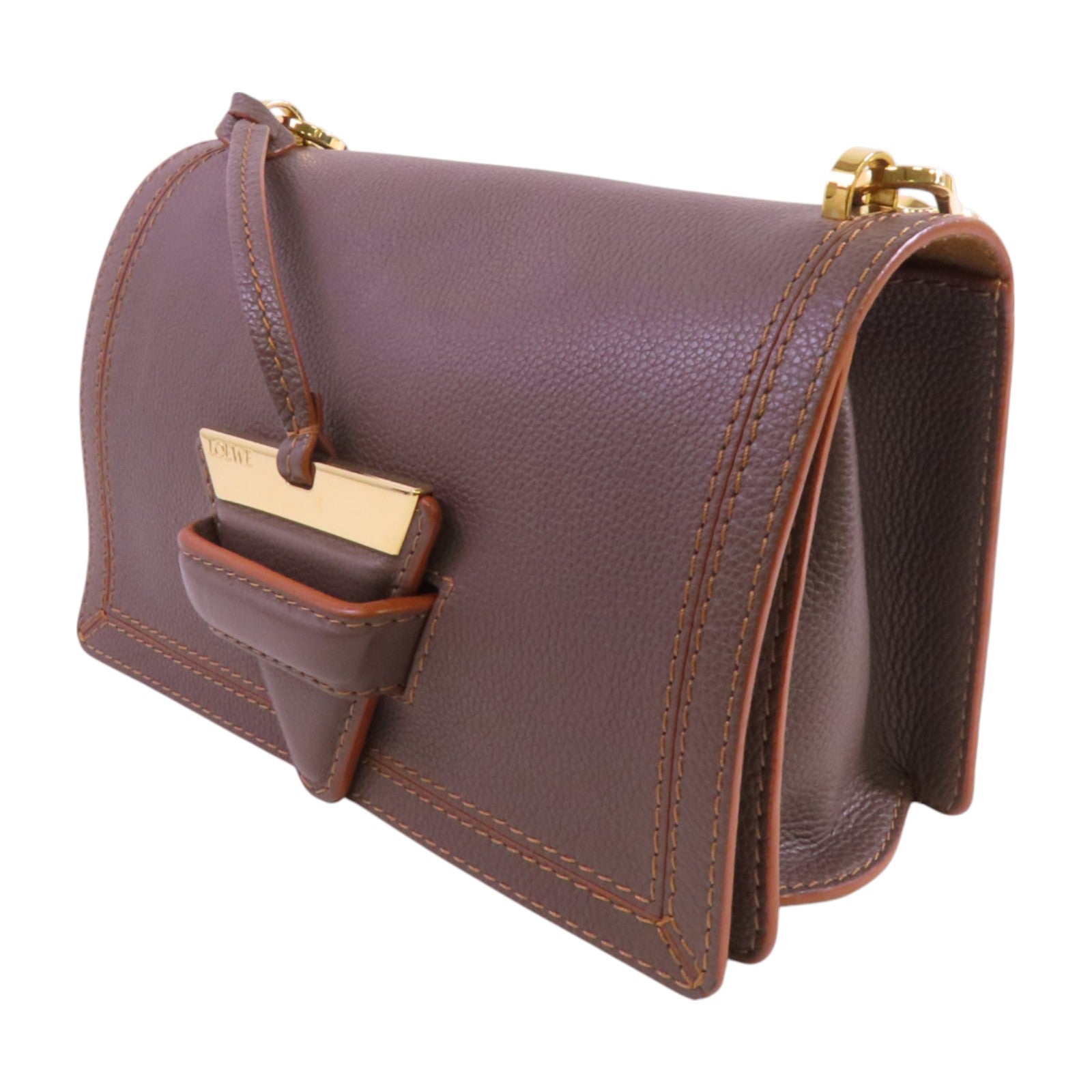 LOEWE 【激減優惠】牛皮皮革Barcelona金扣肩背袋