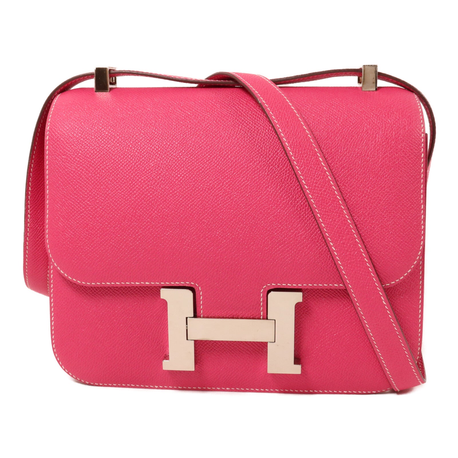 HERMES Epsom皮革Constance 24肩背袋Rose Tyrien