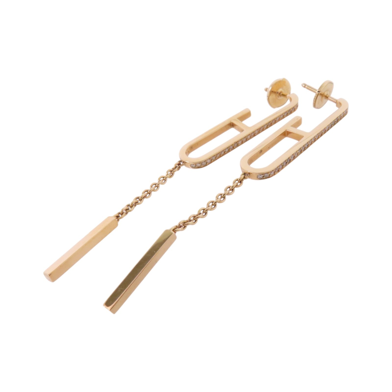 HERMES 18K玫瑰金D'oreilles Every Chain Dance MM Diamond Earrings金扣鑽石耳環