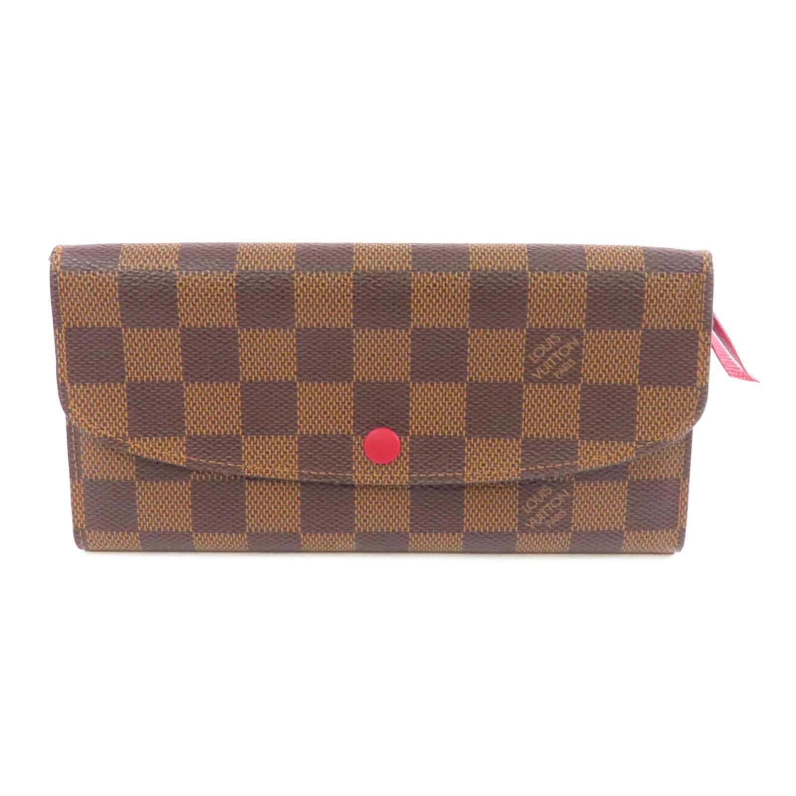 LOUIS VUITTON Damier Emilie Long Wallet金扣長錢包棕色/紅色
