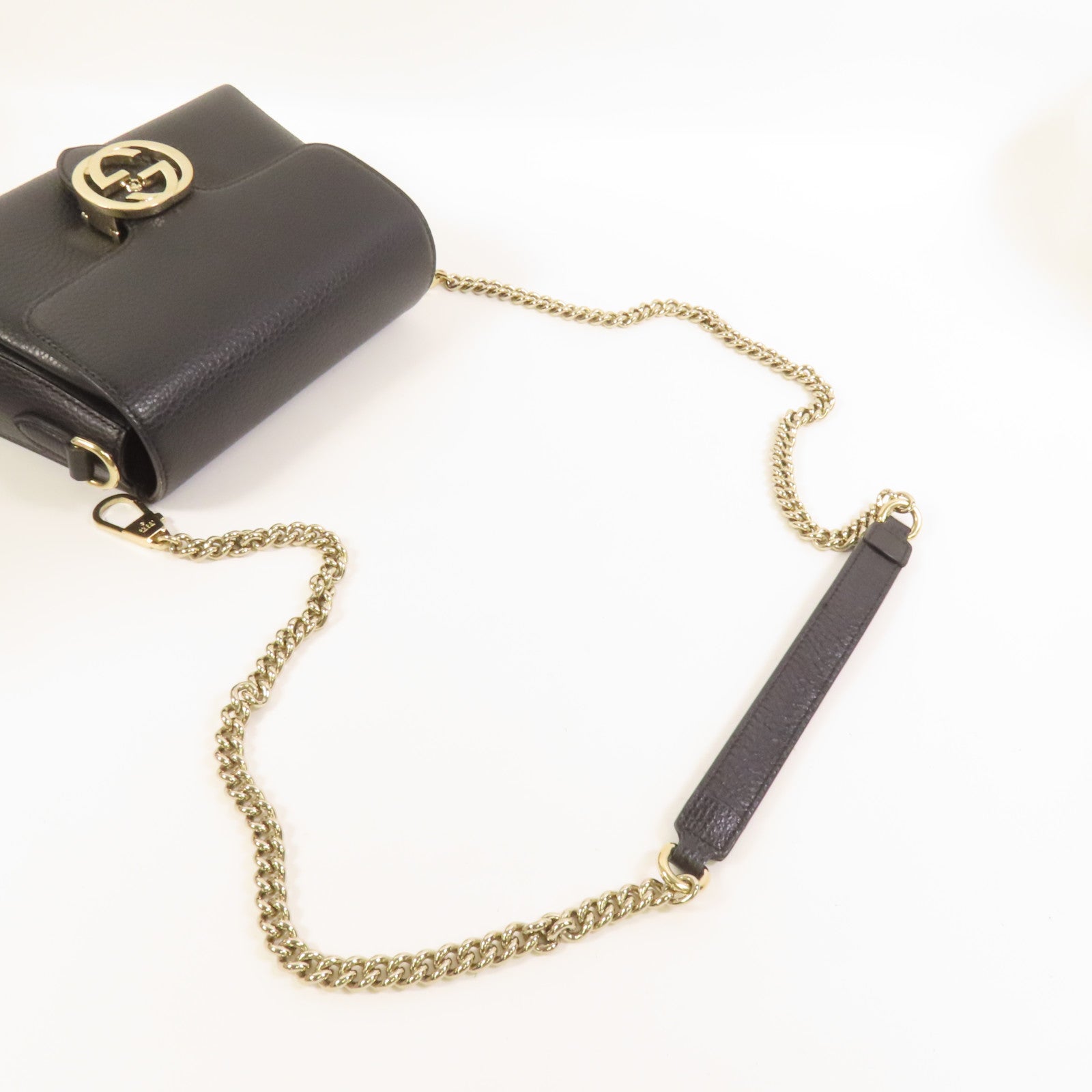 GUCCI 牛皮皮革Interlocking G Chain Mini Bag金扣肩背袋