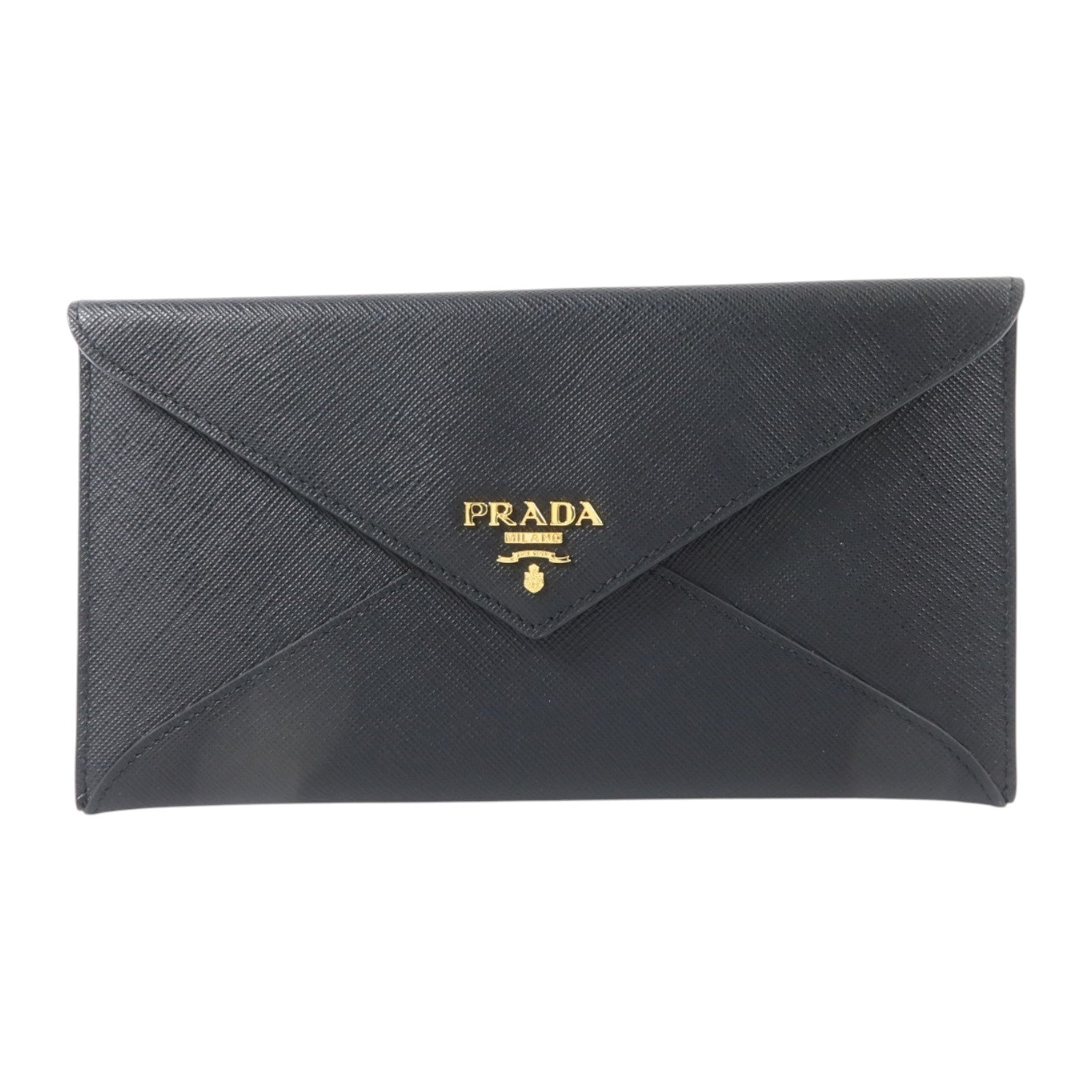 PRADA Saffiano皮革Envelope Wallet金扣長錢包