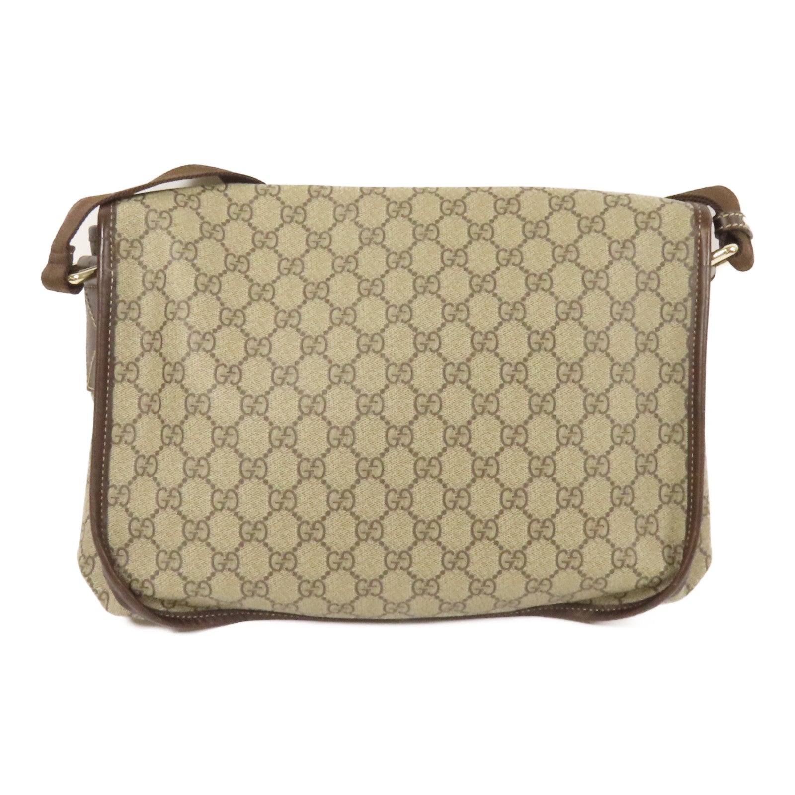 GUCCI 塗層帆布GG Messenger銀扣肩背袋