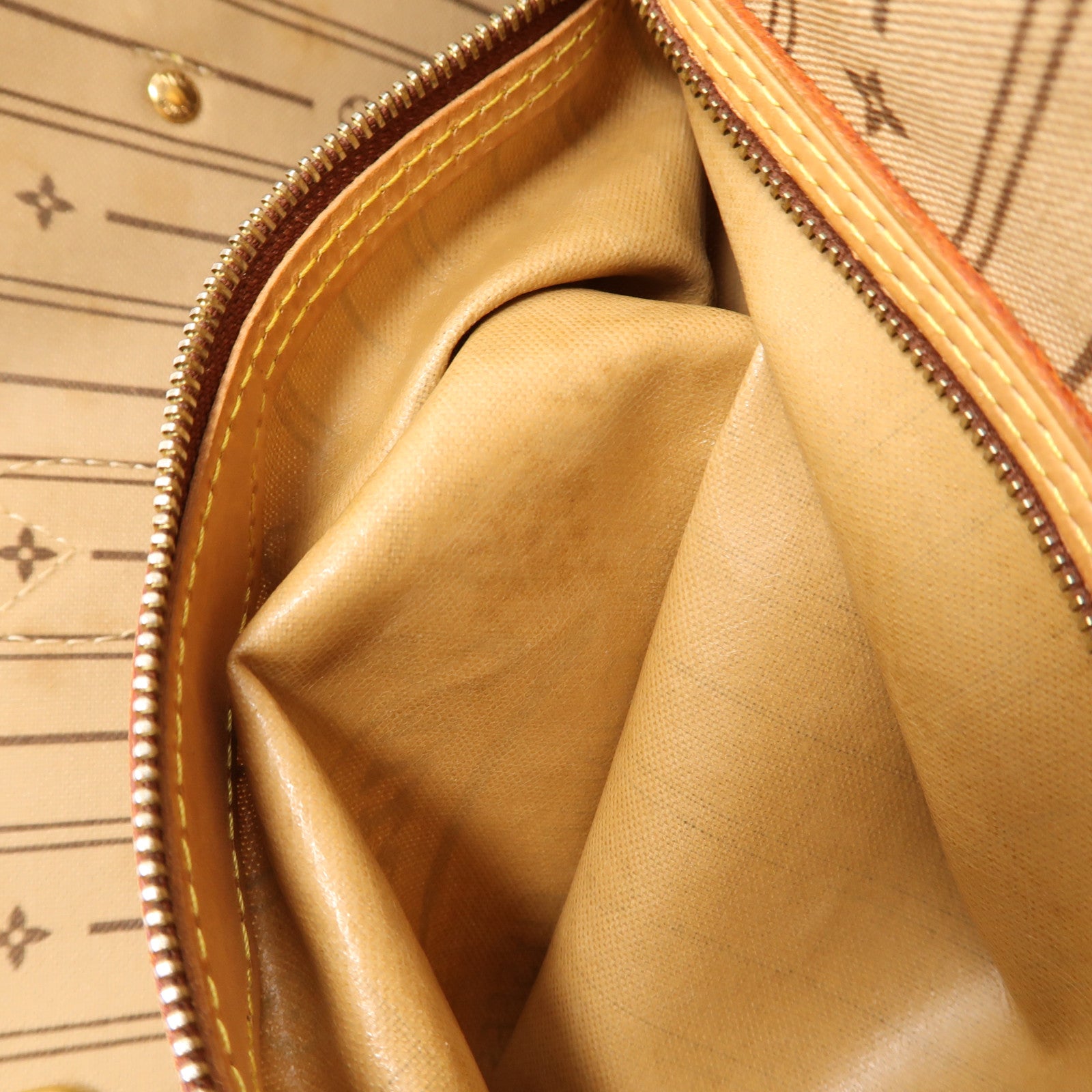 LOUIS VUITTON Monogram Neverfull MM金扣肩背袋棕色