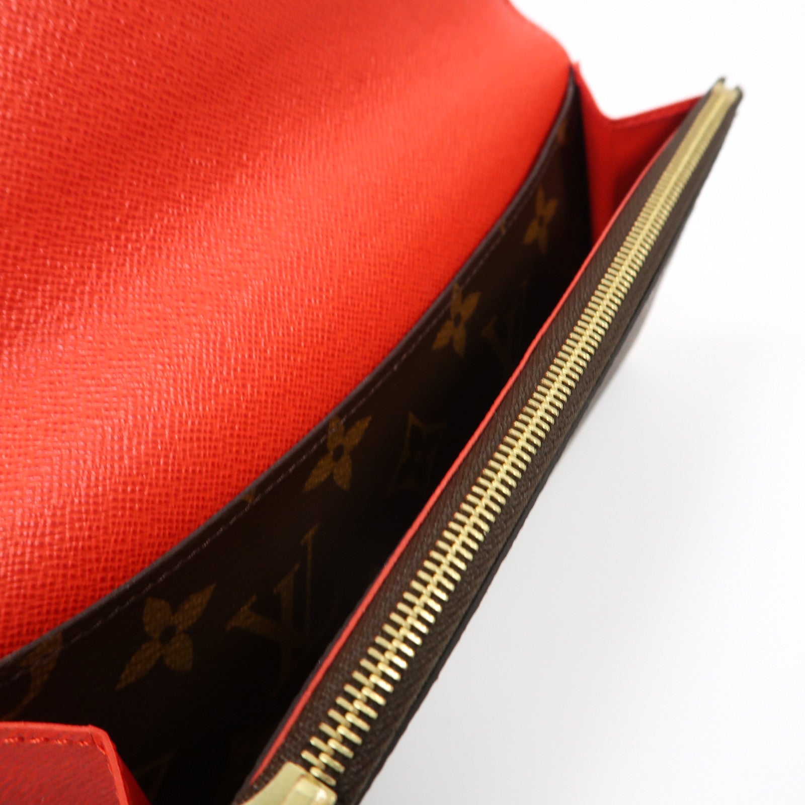 LOUIS VUITTON Monogram Emilie Wallet金扣長錢包啡色/紅色