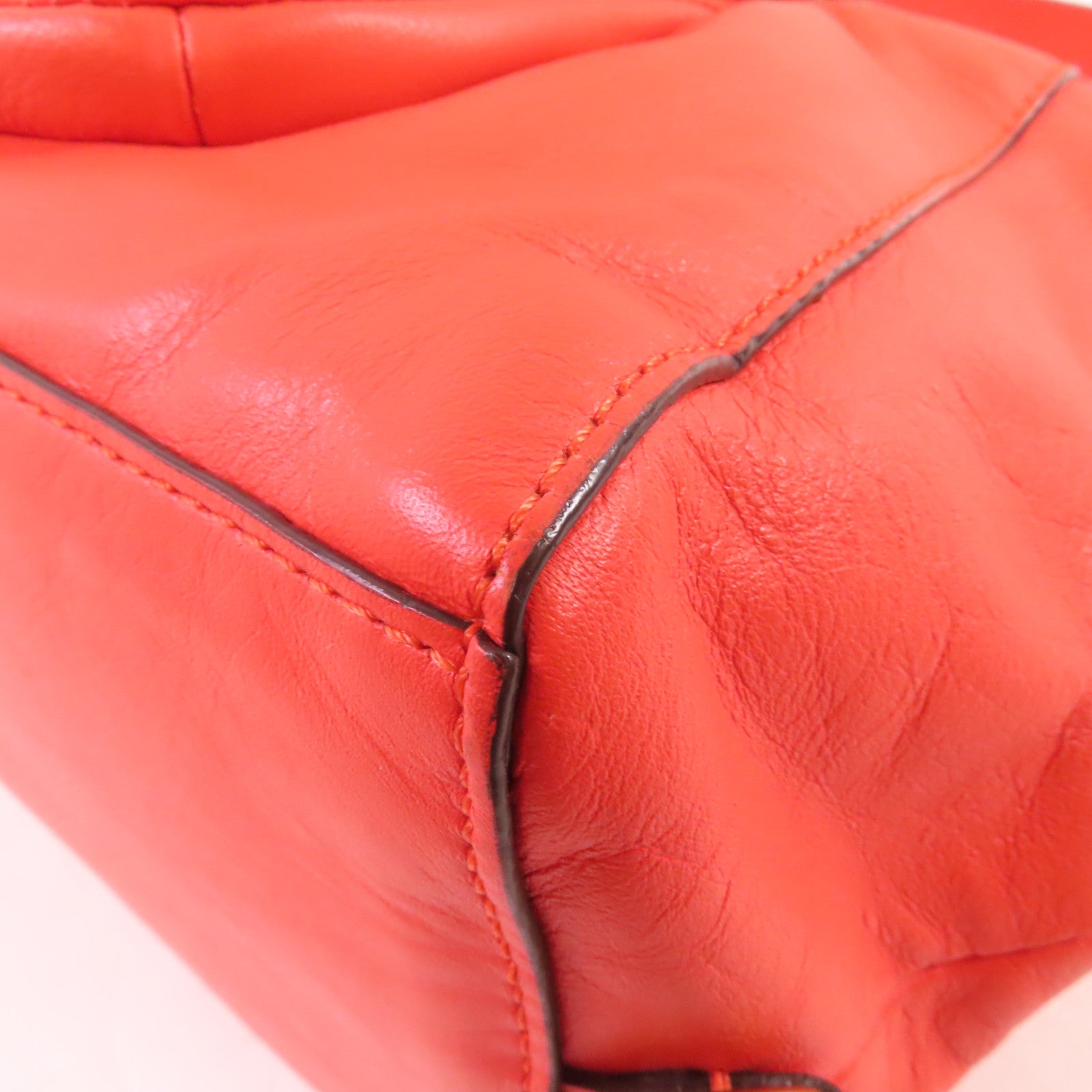 COACH 牛皮皮革Campbell Leather Bag金扣手挽肩背兩用袋橙色