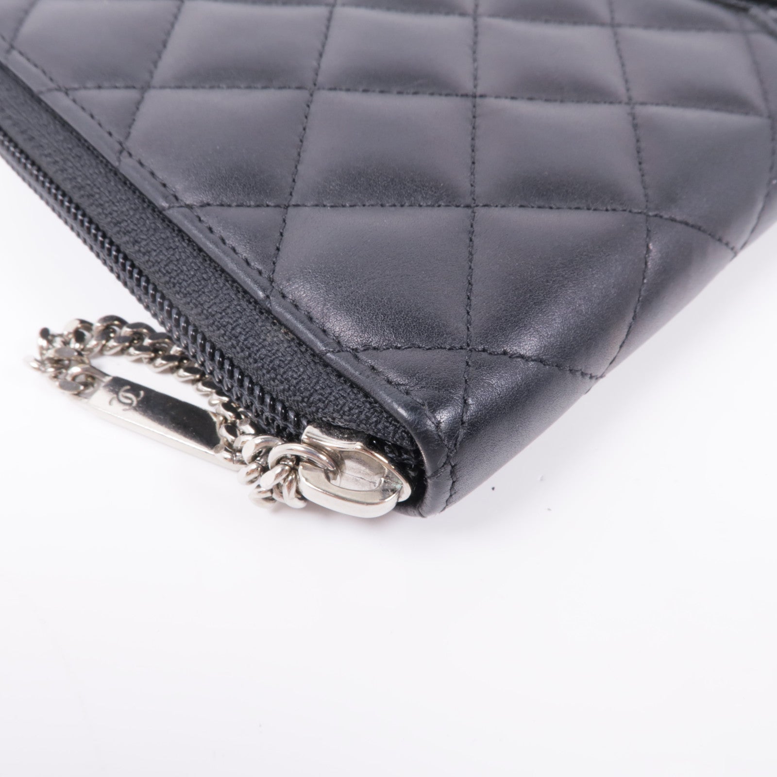 CHANEL 【激減優惠】牛皮皮革Cambon Zipper Long Wallet銀扣長錢包