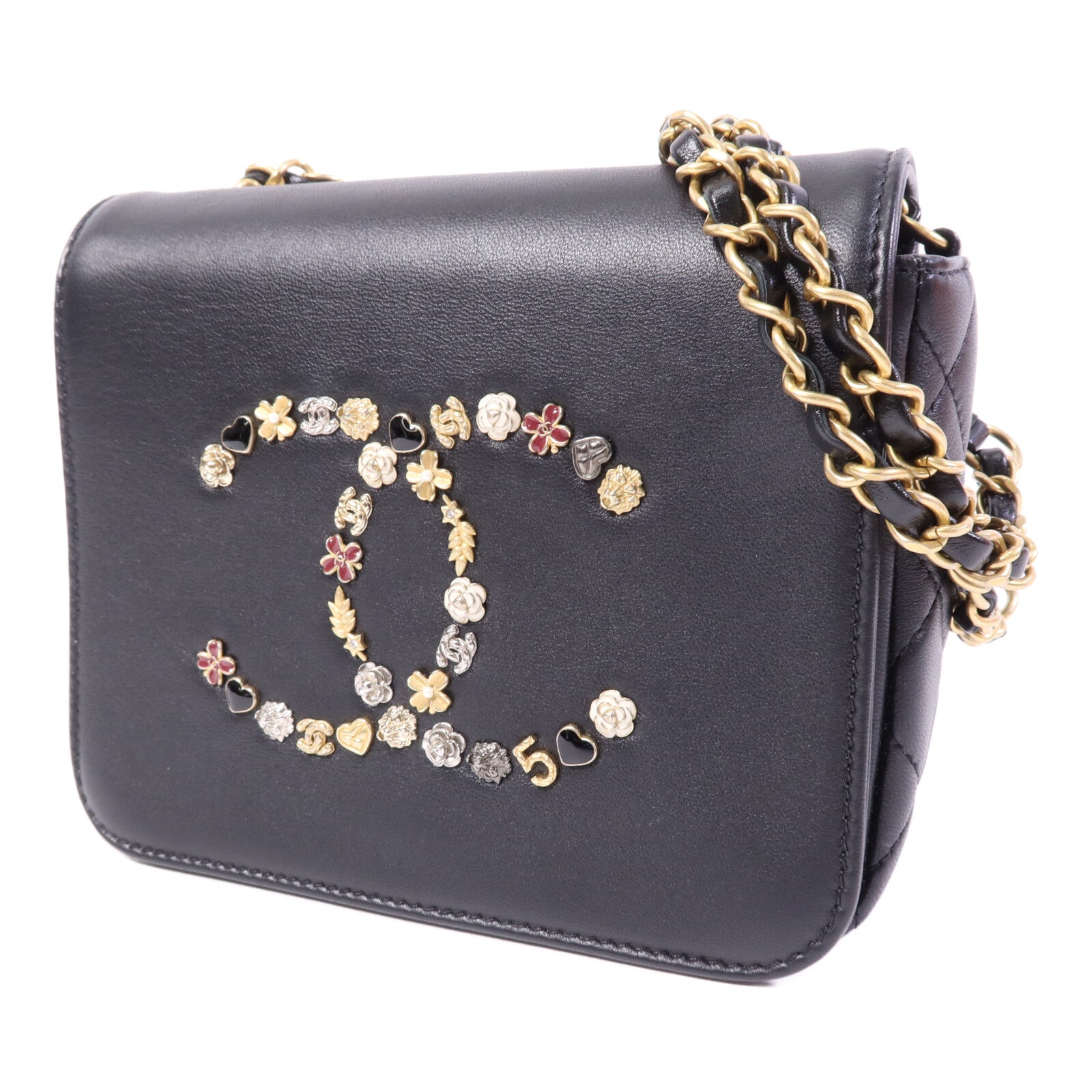 CHANEL 羊皮皮革Chain Shoulder Bag金扣鏈帶肩背袋
