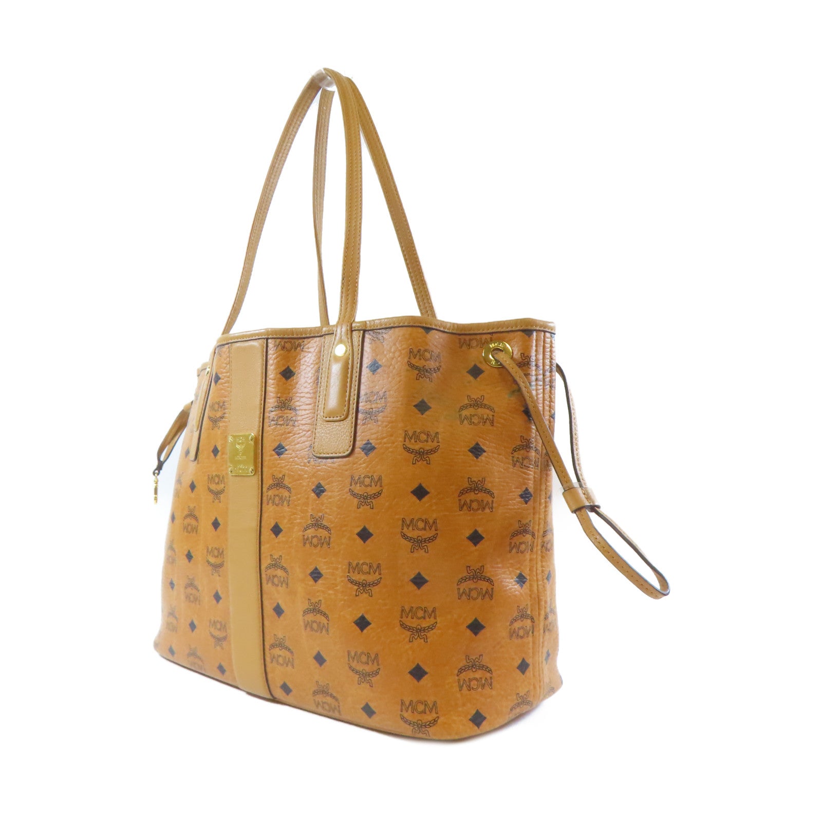 MCM 【激減優惠】塗層帆布Tote Bag金扣手挽袋啡色
