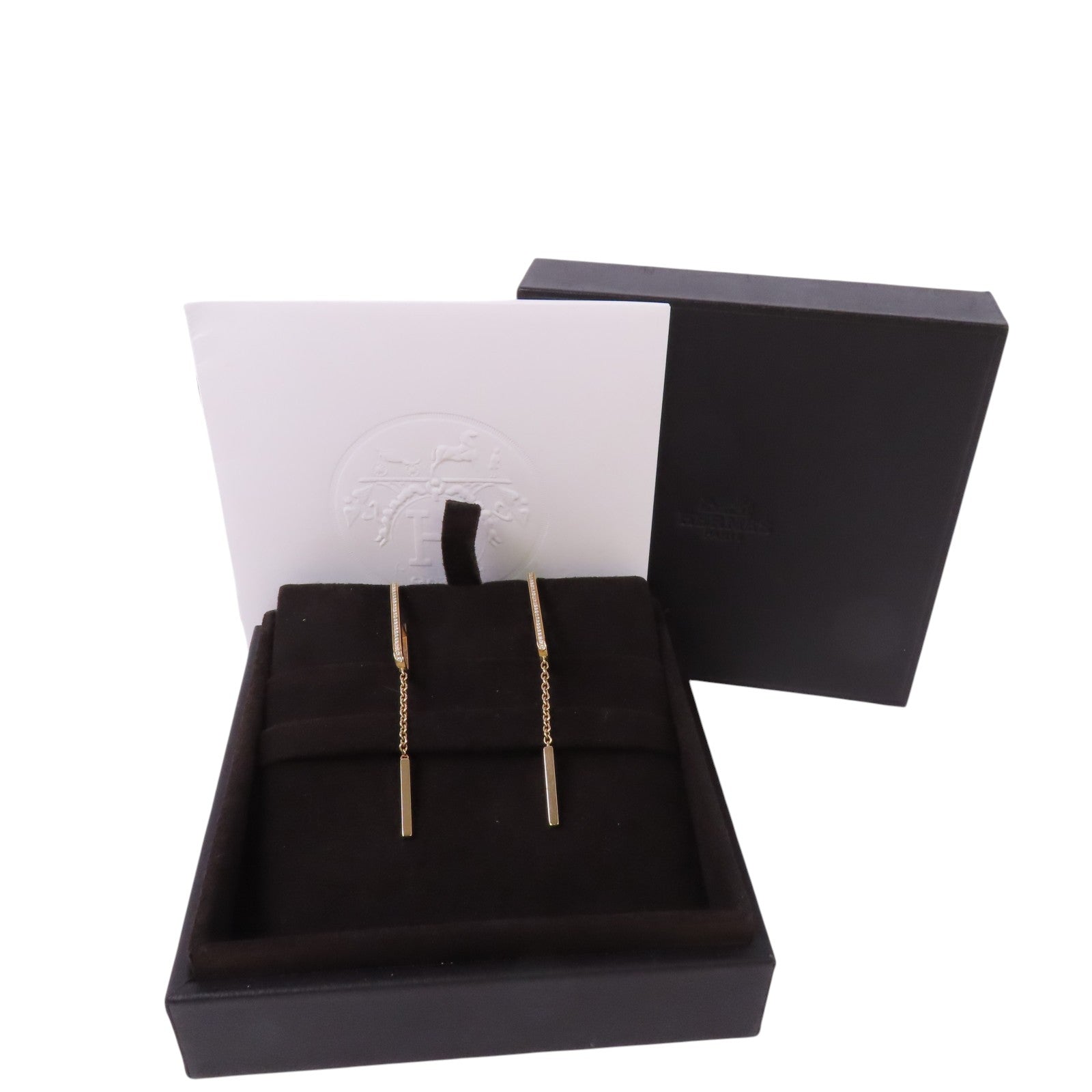 HERMES 18K玫瑰金D'oreilles Every Chain Dance MM Diamond Earrings金扣鑽石耳環