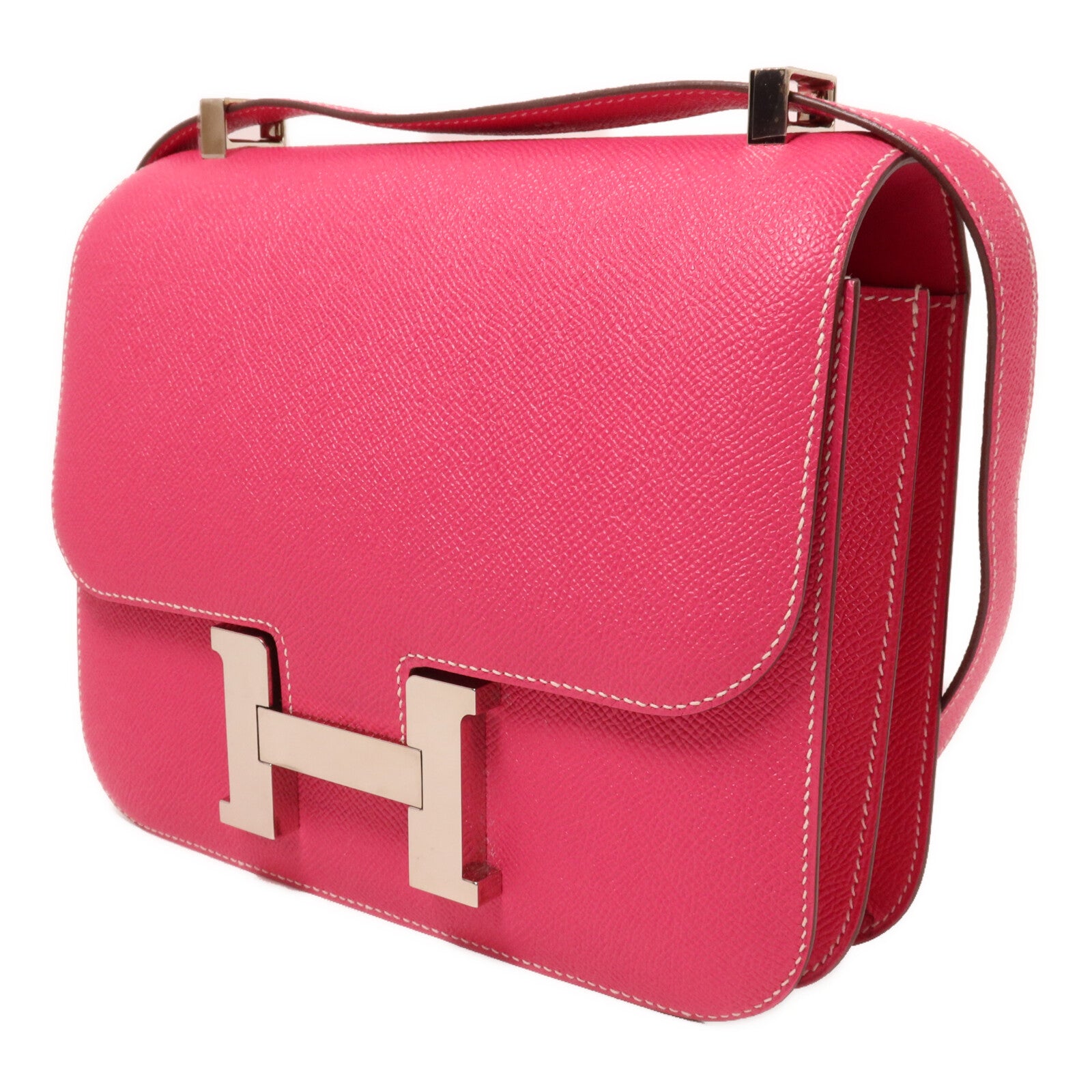 HERMES Epsom皮革Constance 24肩背袋Rose Tyrien