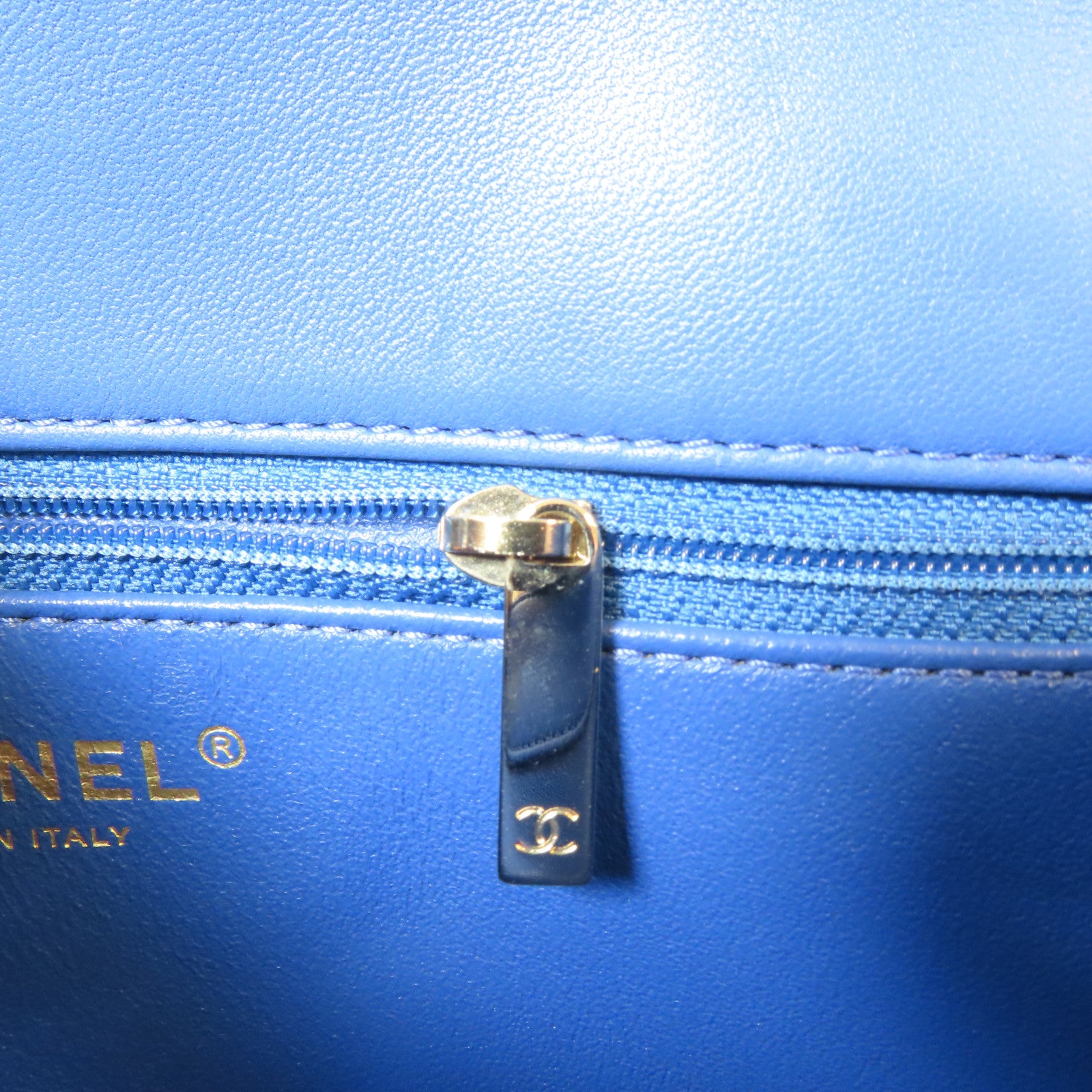 CHANEL 【激減優惠】斜紋牛皮皮革Trendy CC金扣手挽肩背兩用袋藍色