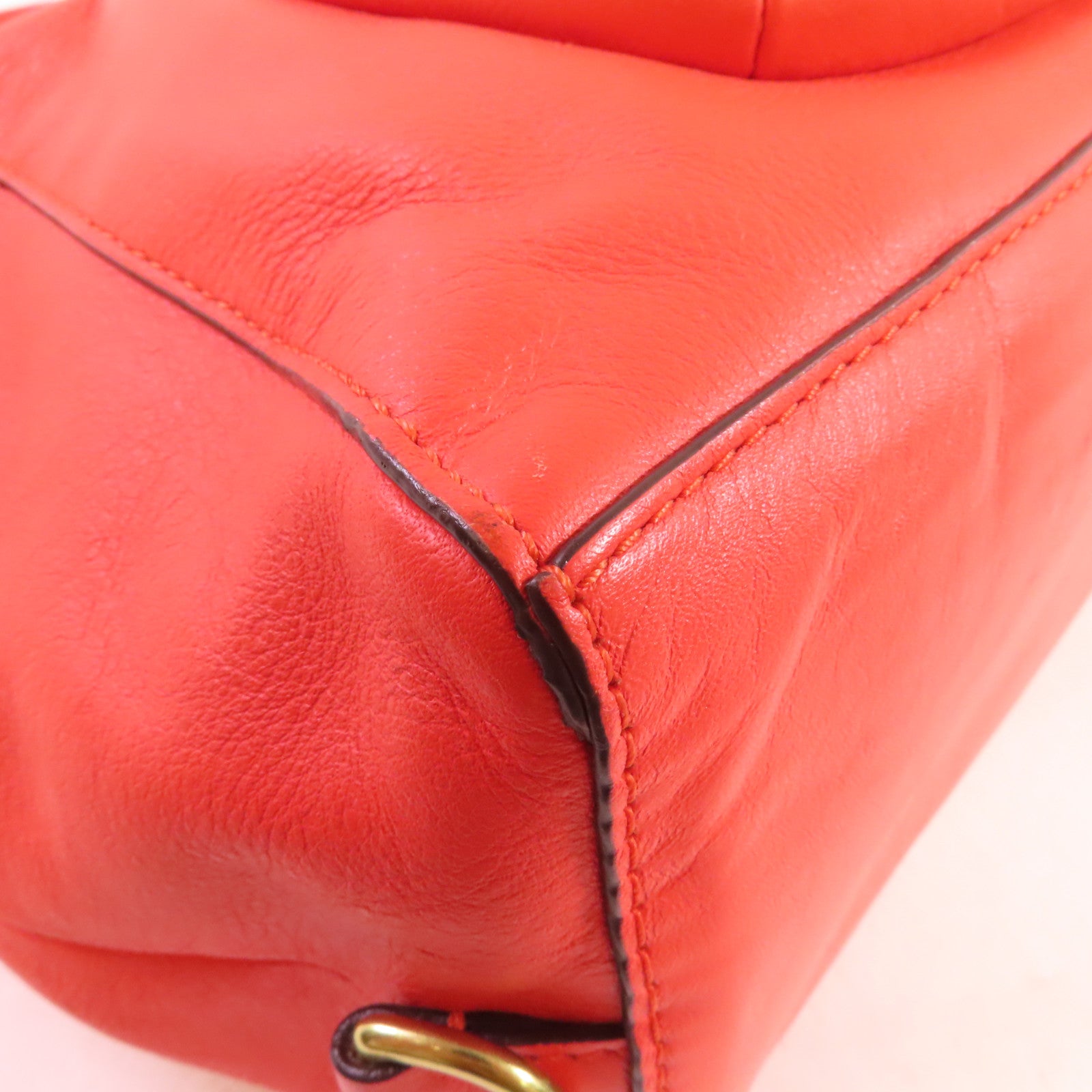 COACH 牛皮皮革Campbell Leather Bag金扣手挽肩背兩用袋橙色