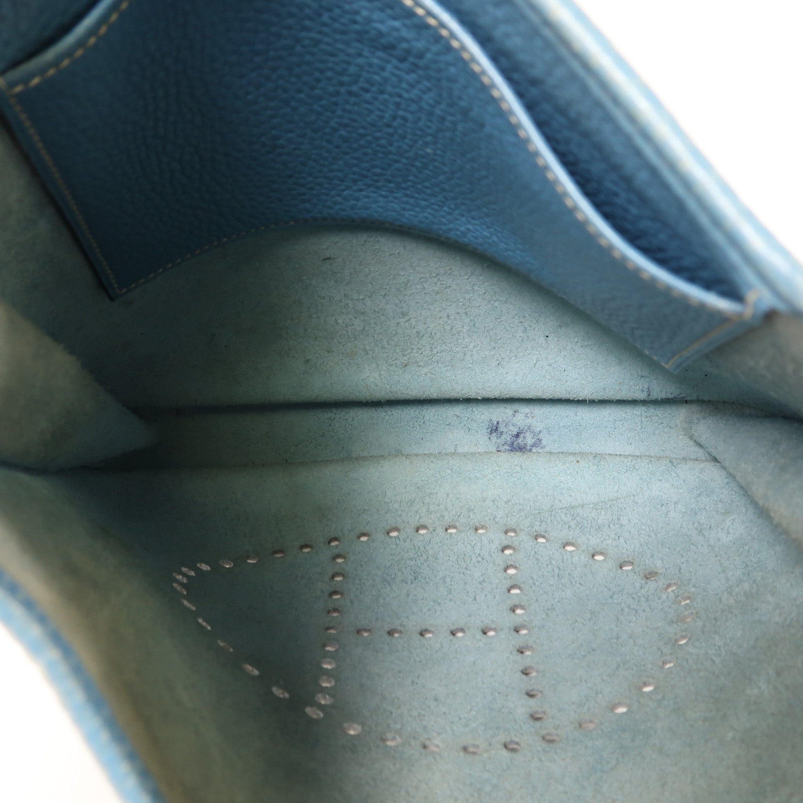 HERMES 【激減優惠】Clemence皮革Evelyne PM銀扣肩背袋Bleu Jean