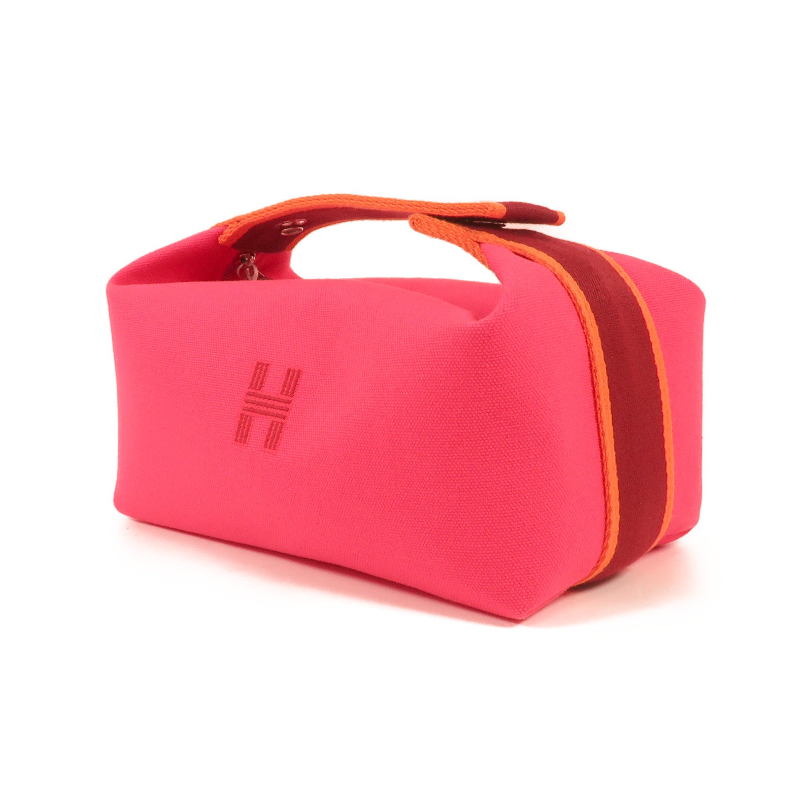 HERMES 帆布Bride a Brac銀扣手挽袋Hibiscus