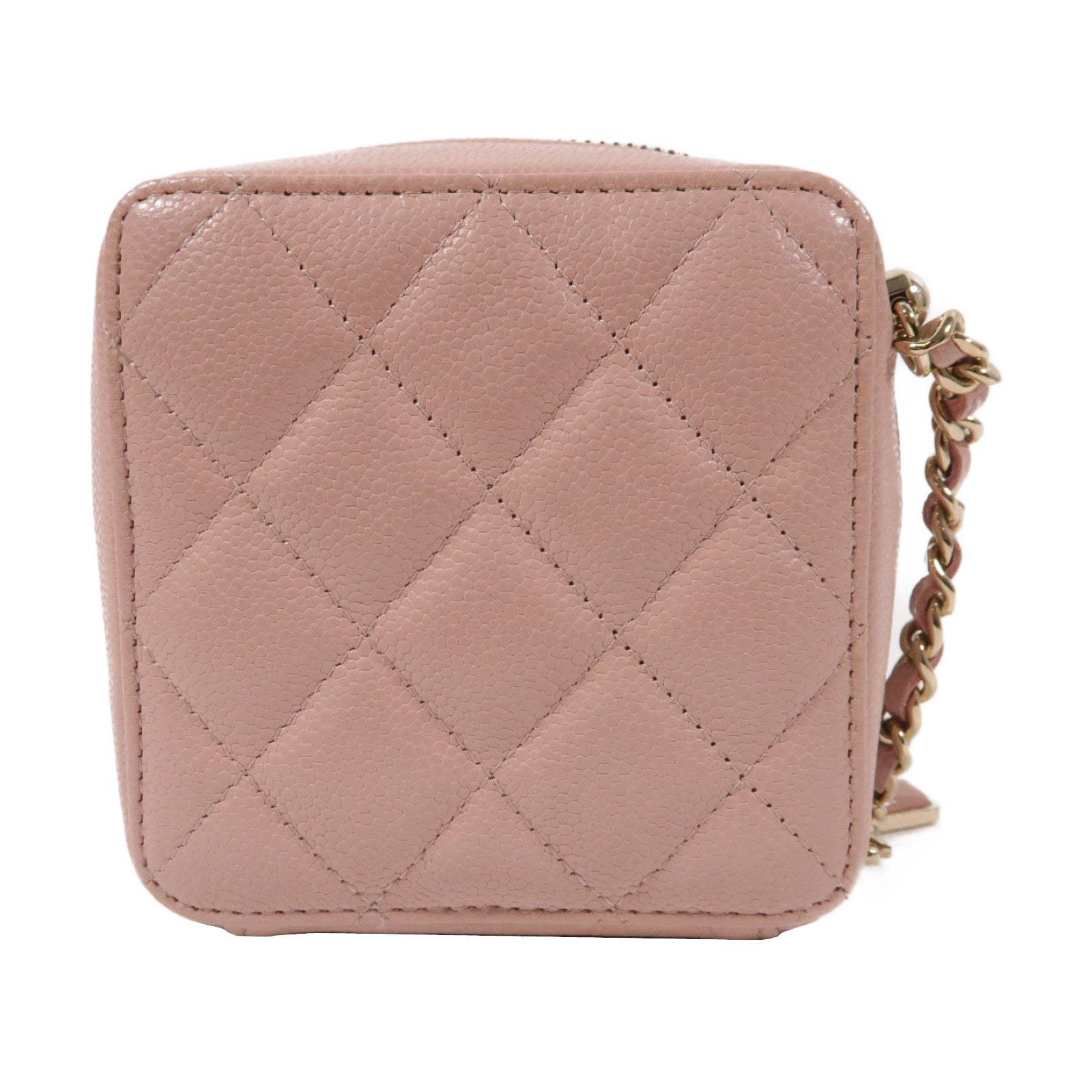 CHANEL 菱格牛皮皮革Shoulder Bag金扣鏈帶肩背袋粉紅色