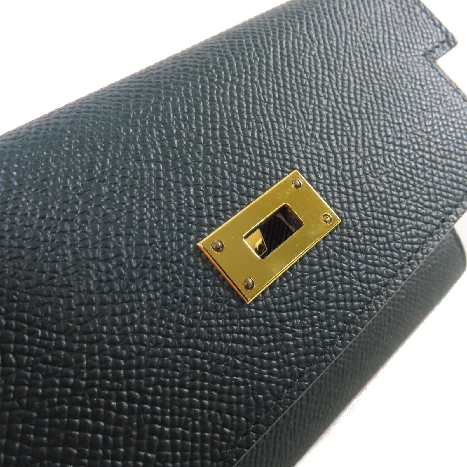 HERMES Epsom皮革Kelly Wallet金扣錢包Vert Jade松柏綠