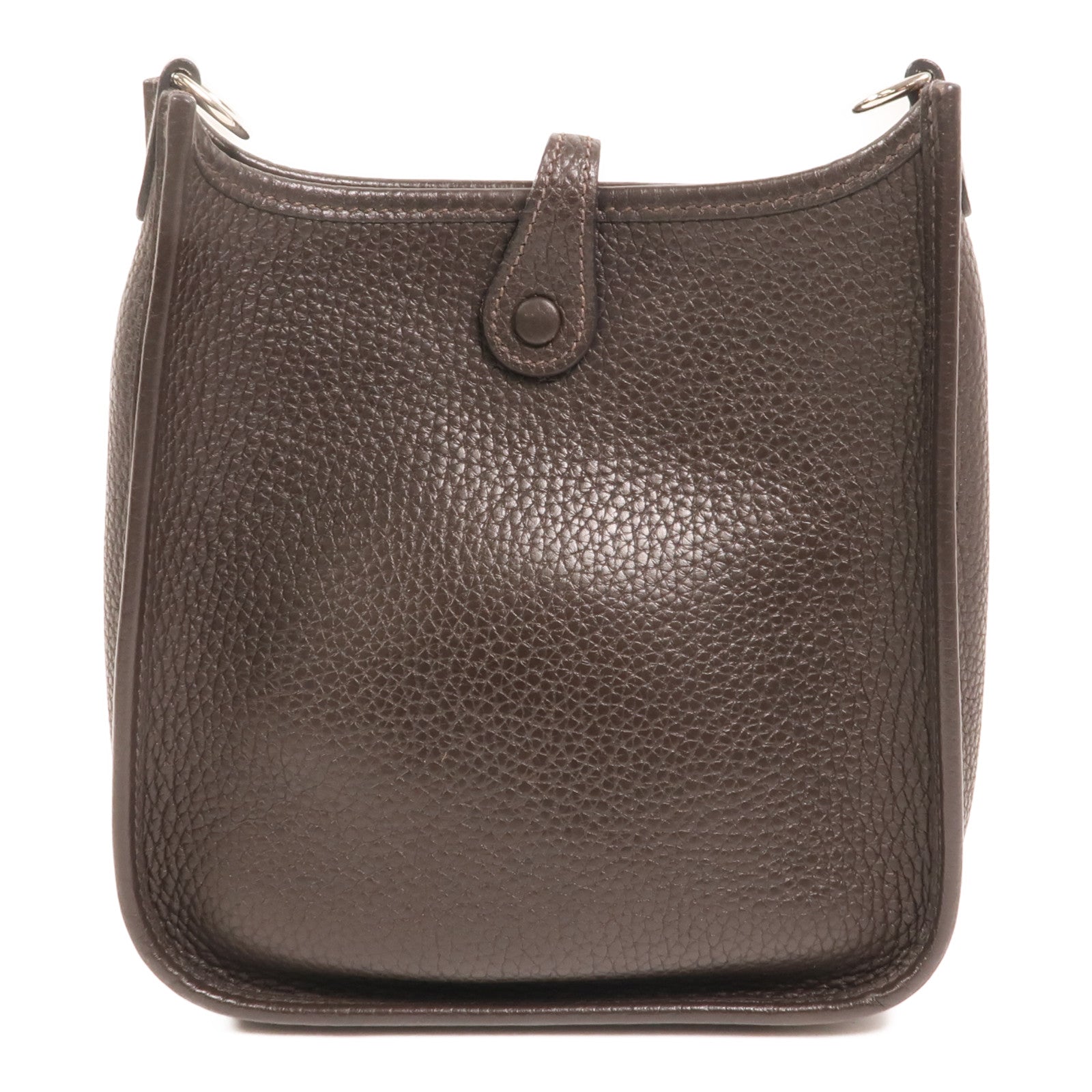 HERMES Clemence皮革Evelyne TPM銀扣肩背袋Ebene