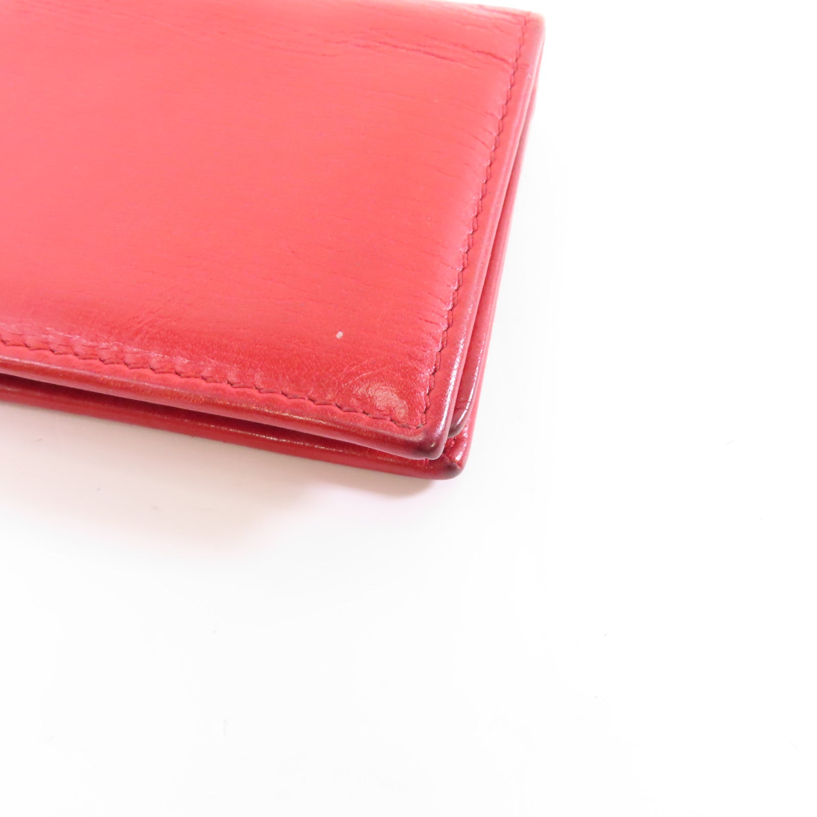 BVLGARI (PRICE DOWN) Card Case Calfskin Leather Red