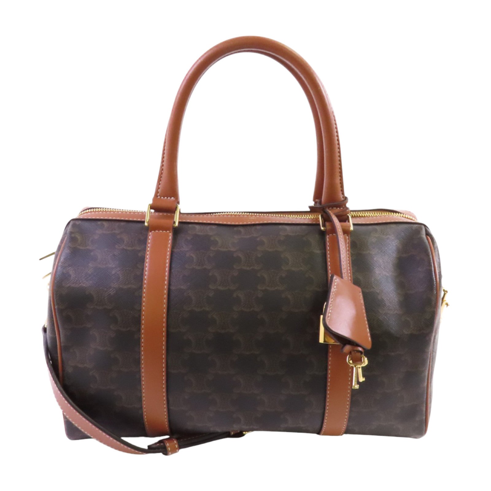 CELINE Triomphe帆布Large Boston金扣手挽肩背兩用袋