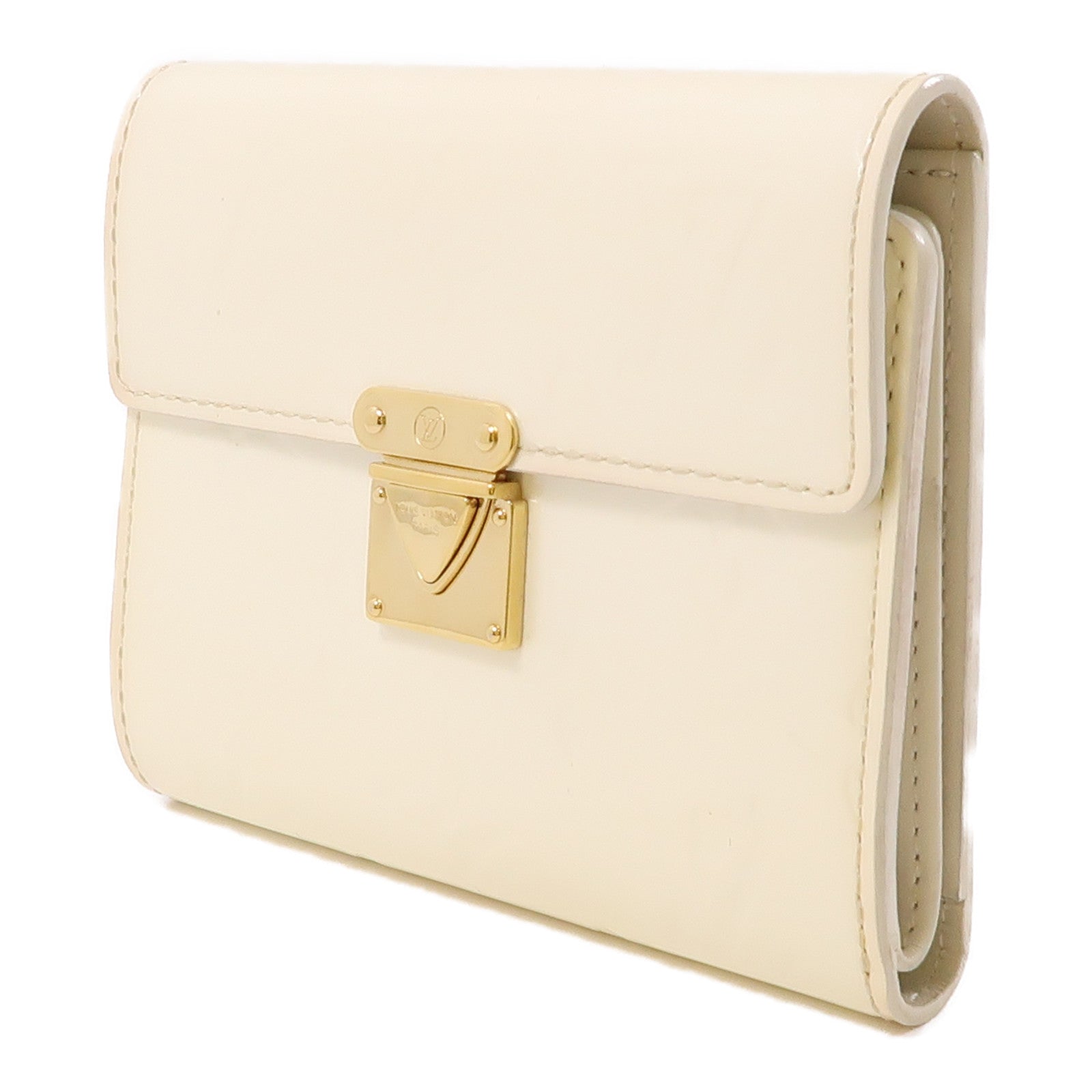 LOUIS VUITTON Vernis Wallet金扣錢包白色