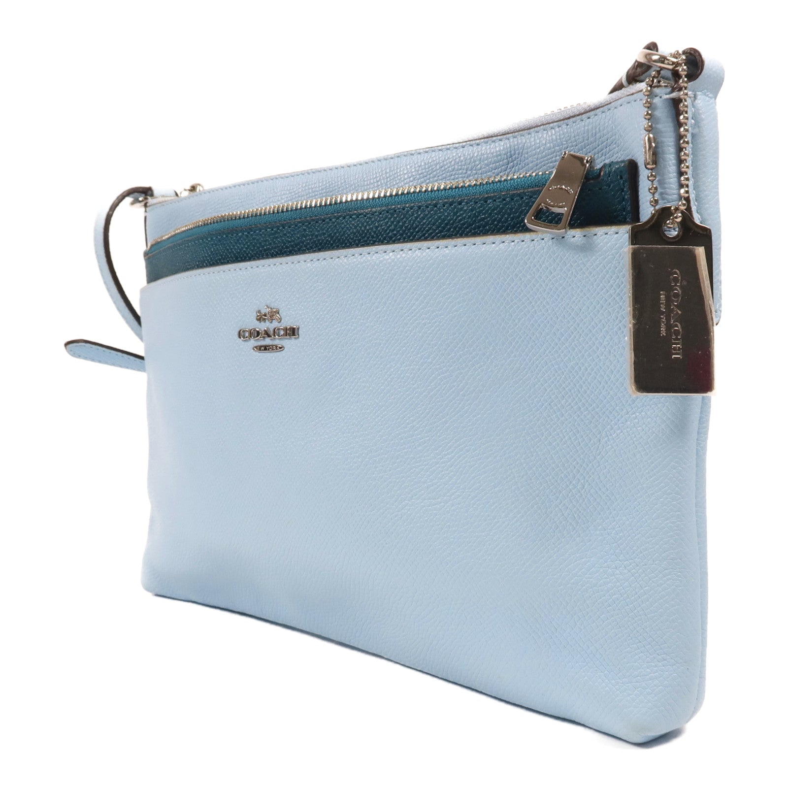 COACH 牛皮皮革Shoulder Bag銀扣肩背袋