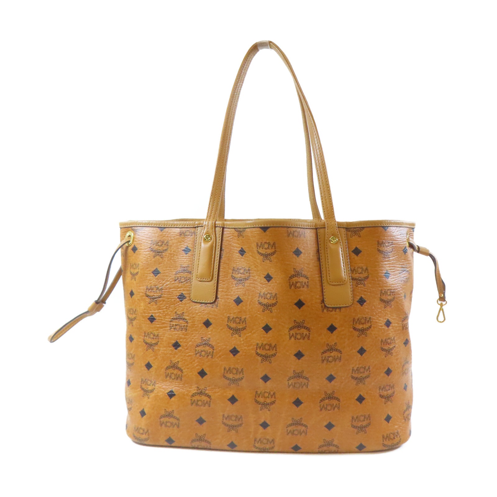 MCM 【激減優惠】塗層帆布Tote Bag金扣手挽袋啡色
