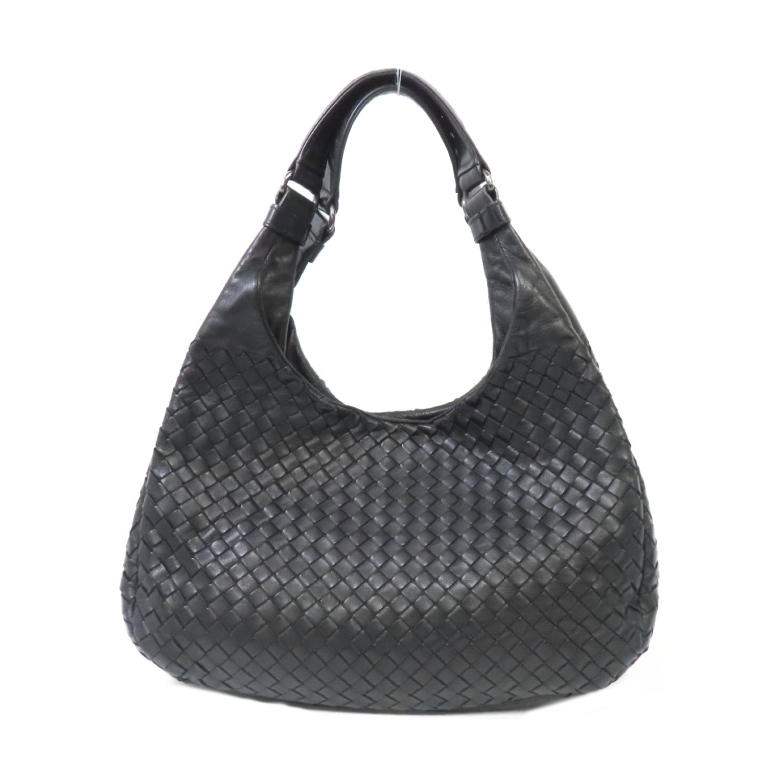 BOTTEGA VENETA 織紋牛皮皮革Shoulder Bag銀扣肩背袋黑色