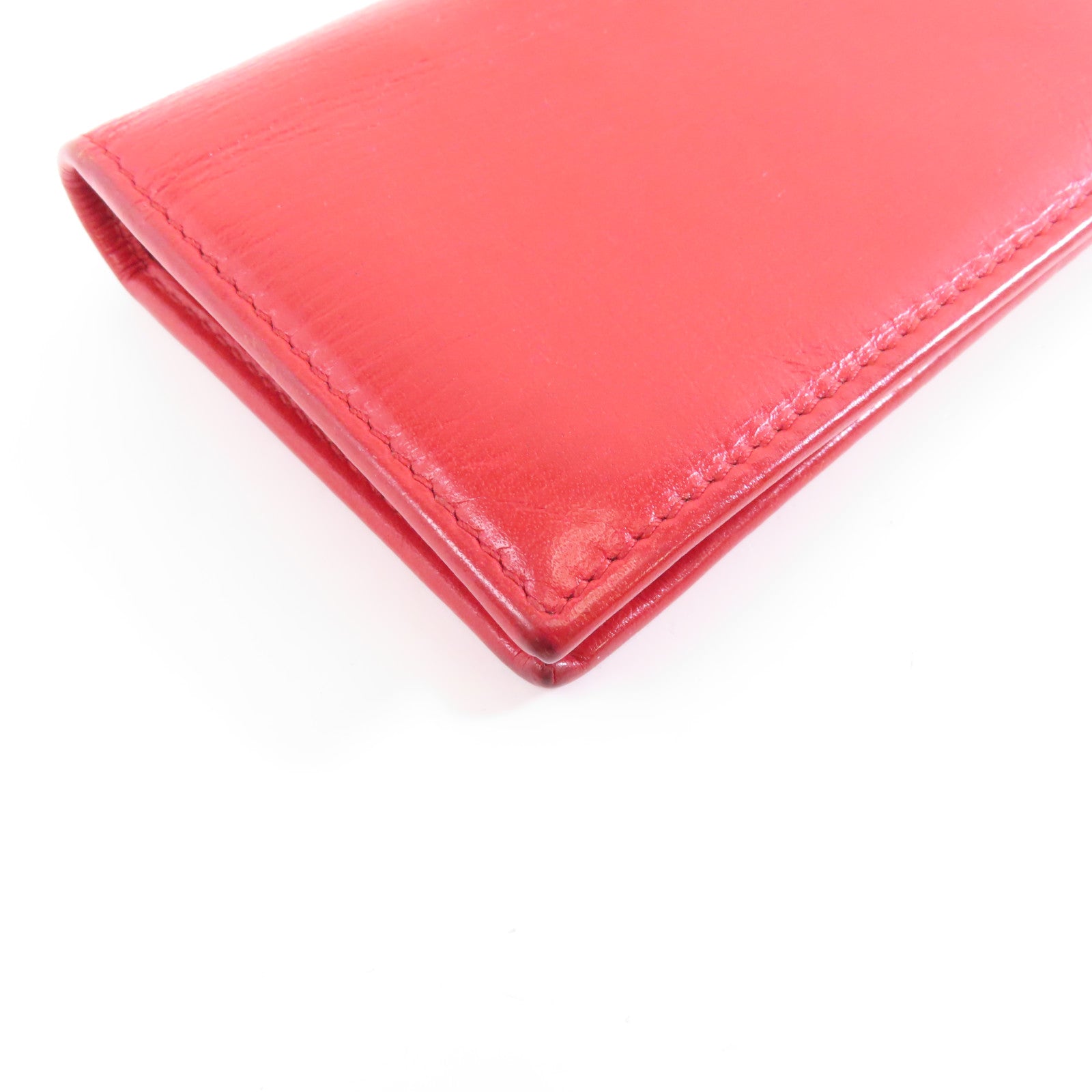 BVLGARI (PRICE DOWN) Card Case Calfskin Leather Red