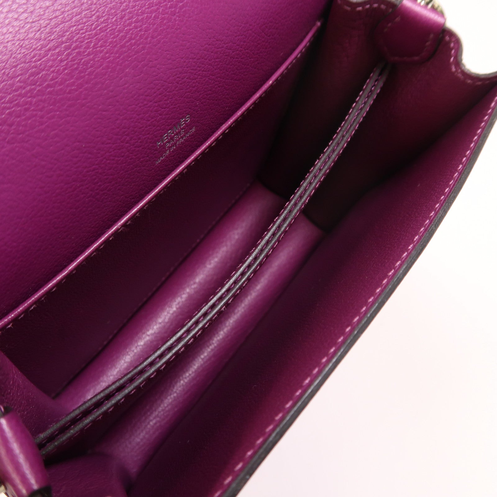 HERMES Evercolor皮革Roulis Mini銀扣肩背袋Anemone