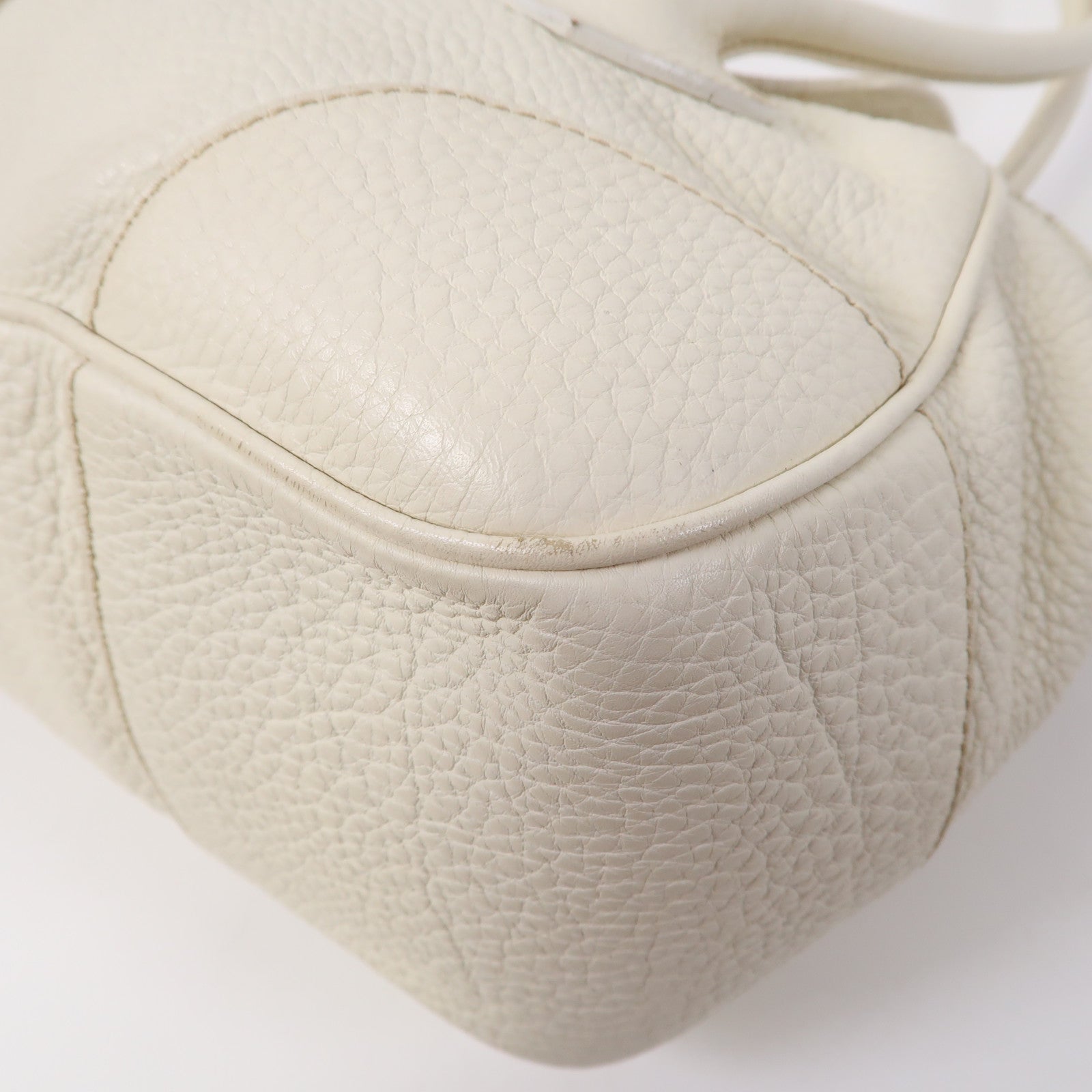PRADA 【激減優惠】牛皮皮革Shoulder Bag銀扣肩背袋白色