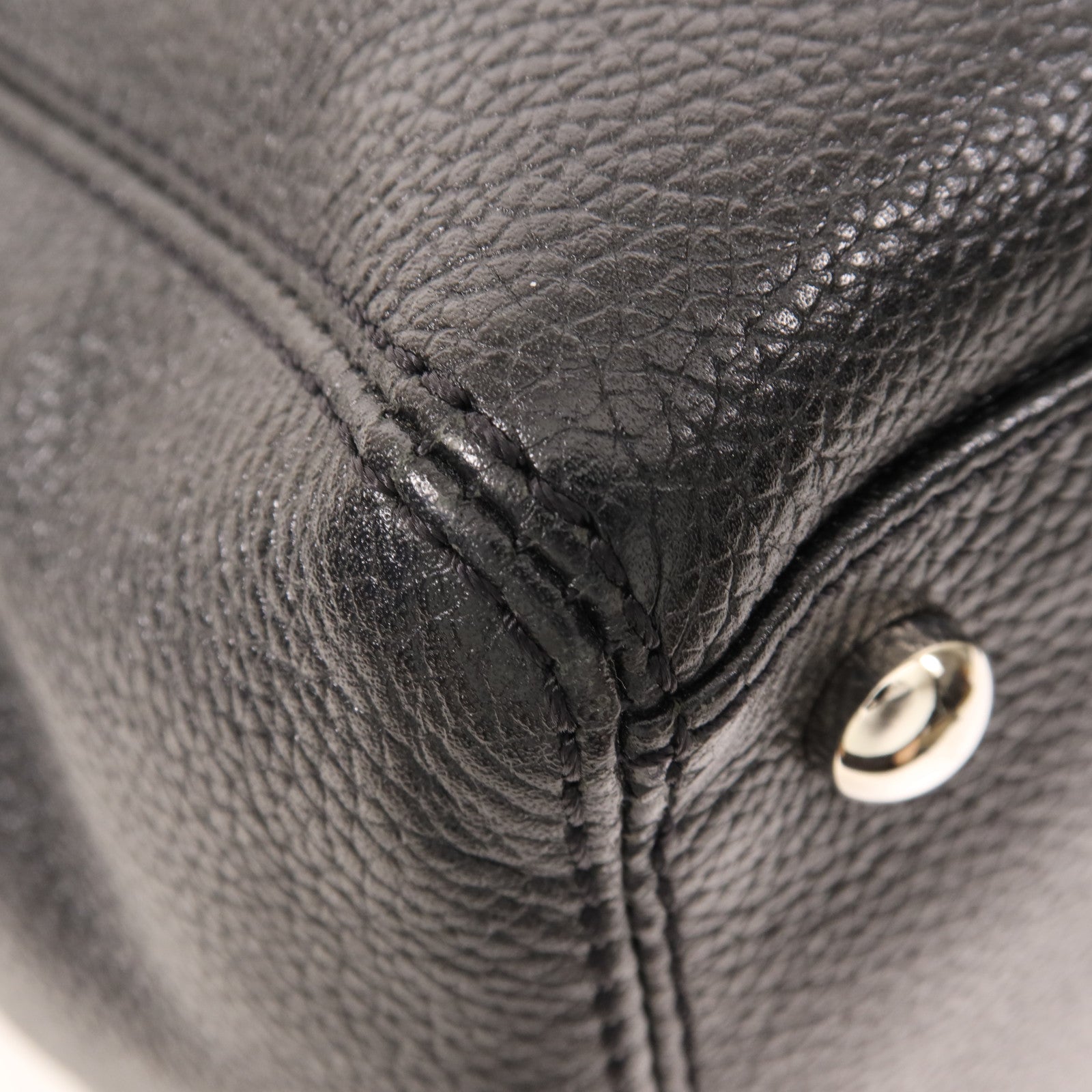 CHANEL 牛皮皮革Tote Bag銀扣手挽肩背兩用袋