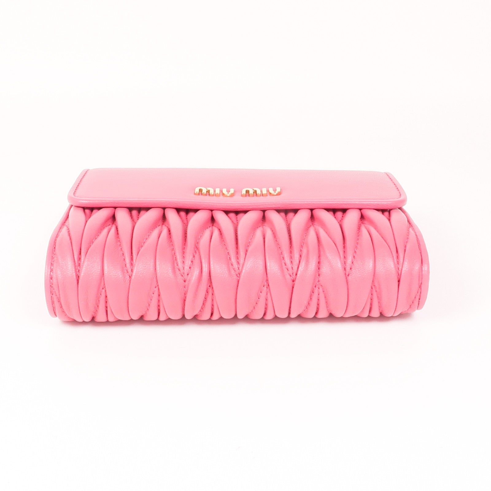 Miu Miu 【激減優惠】牛皮皮革Matelasse金扣錢包